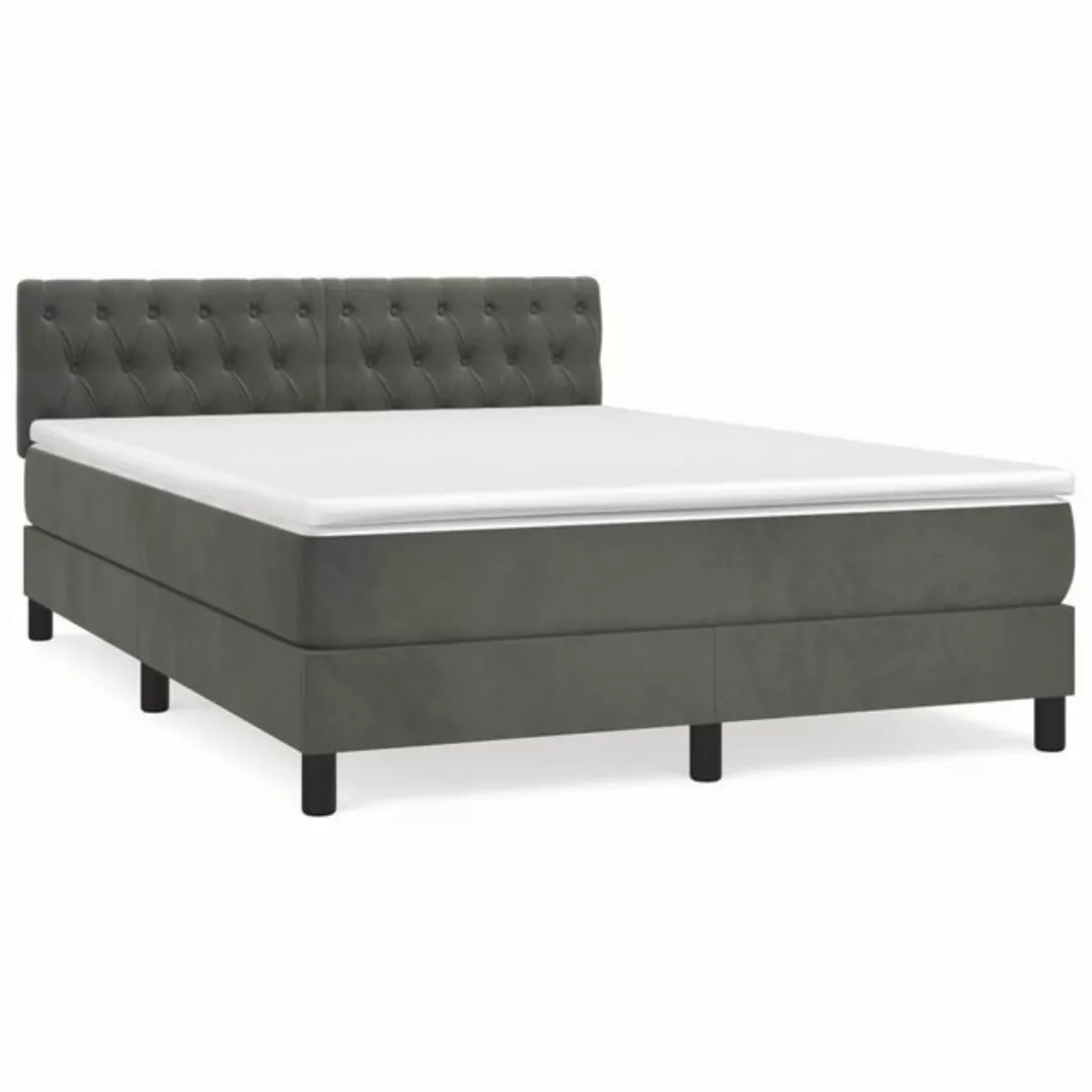 furnicato Bett Boxspringbett mit Matratze Dunkelgrau 140x190 cm Samt günstig online kaufen