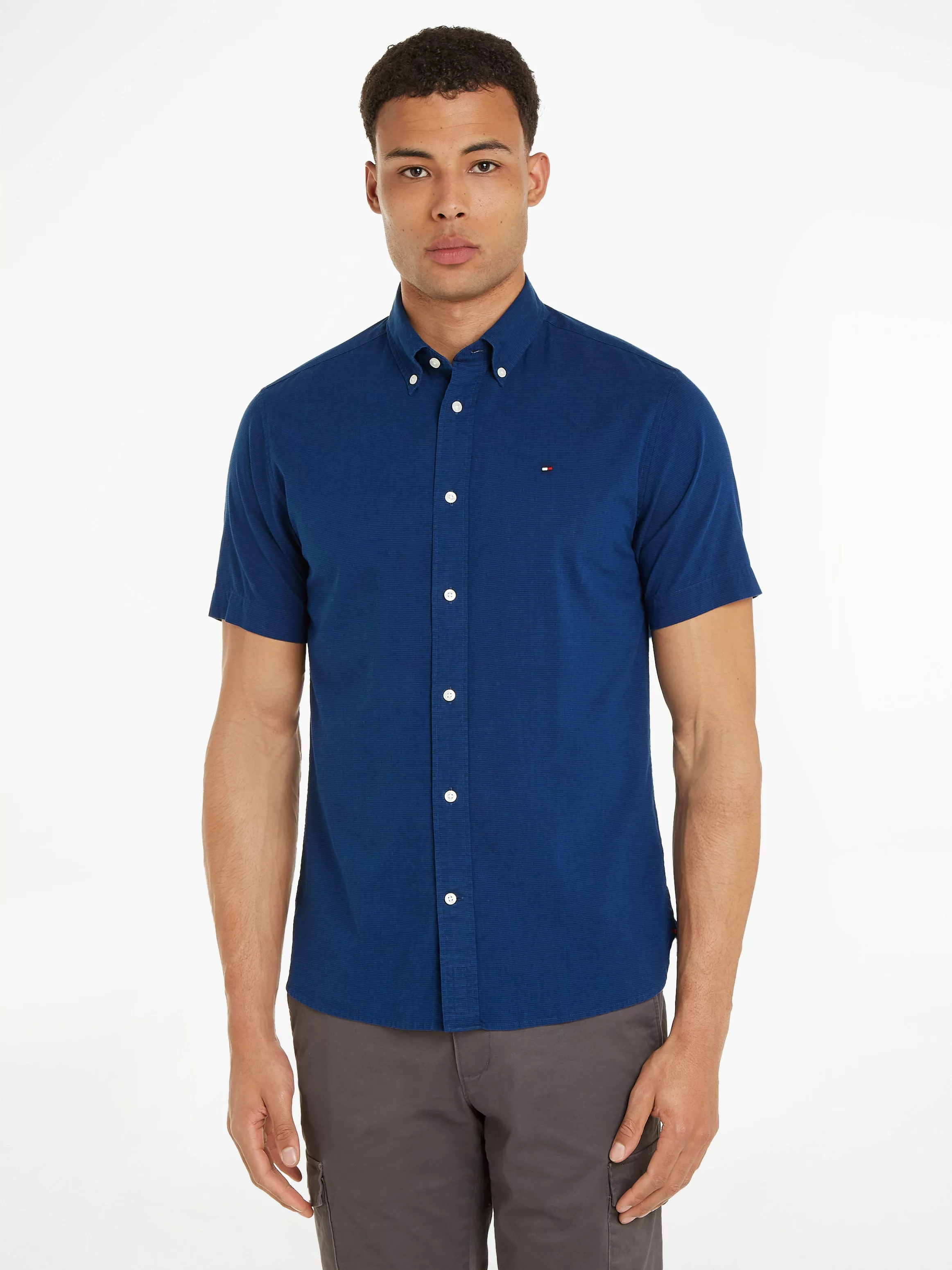 Tommy Hilfiger Kurzarmhemd W-CO/LI FAKE SOLID RF SHIRT ganz fein gestreift günstig online kaufen