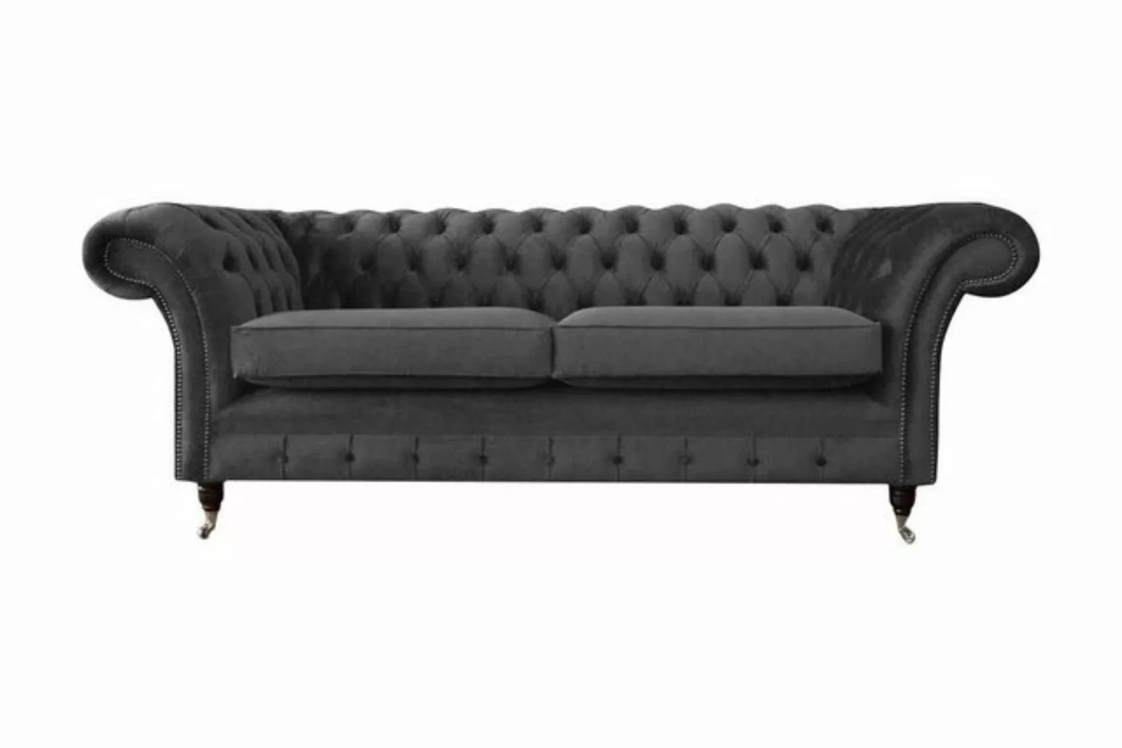 Xlmoebel Sofa Gestaltung Chesterfield Sofa 3 Plätze Grau Sitzmöbel für Wohn günstig online kaufen