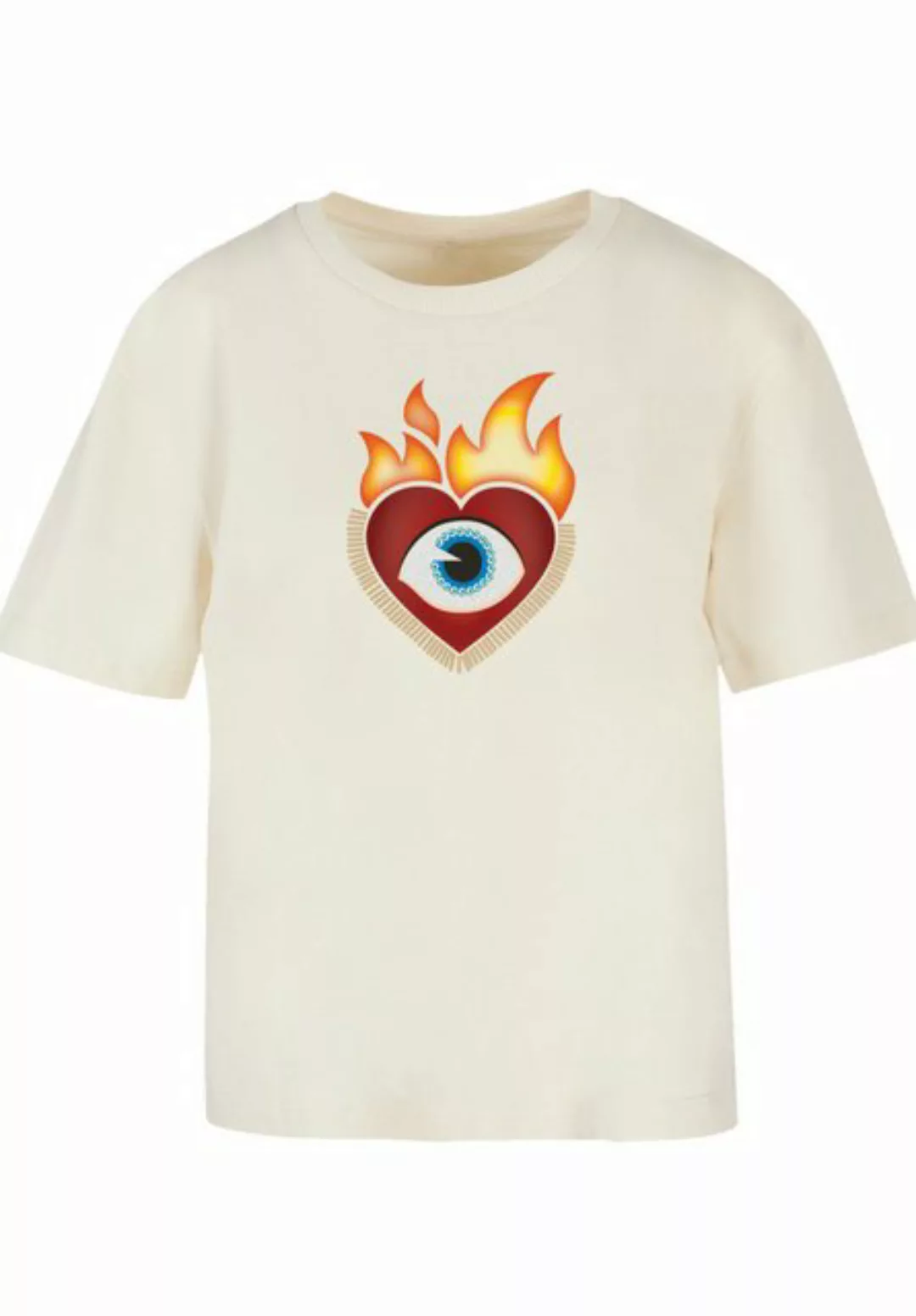 emoji couture T-Shirt Heart on flames eye and golden beads Premium Qualität günstig online kaufen