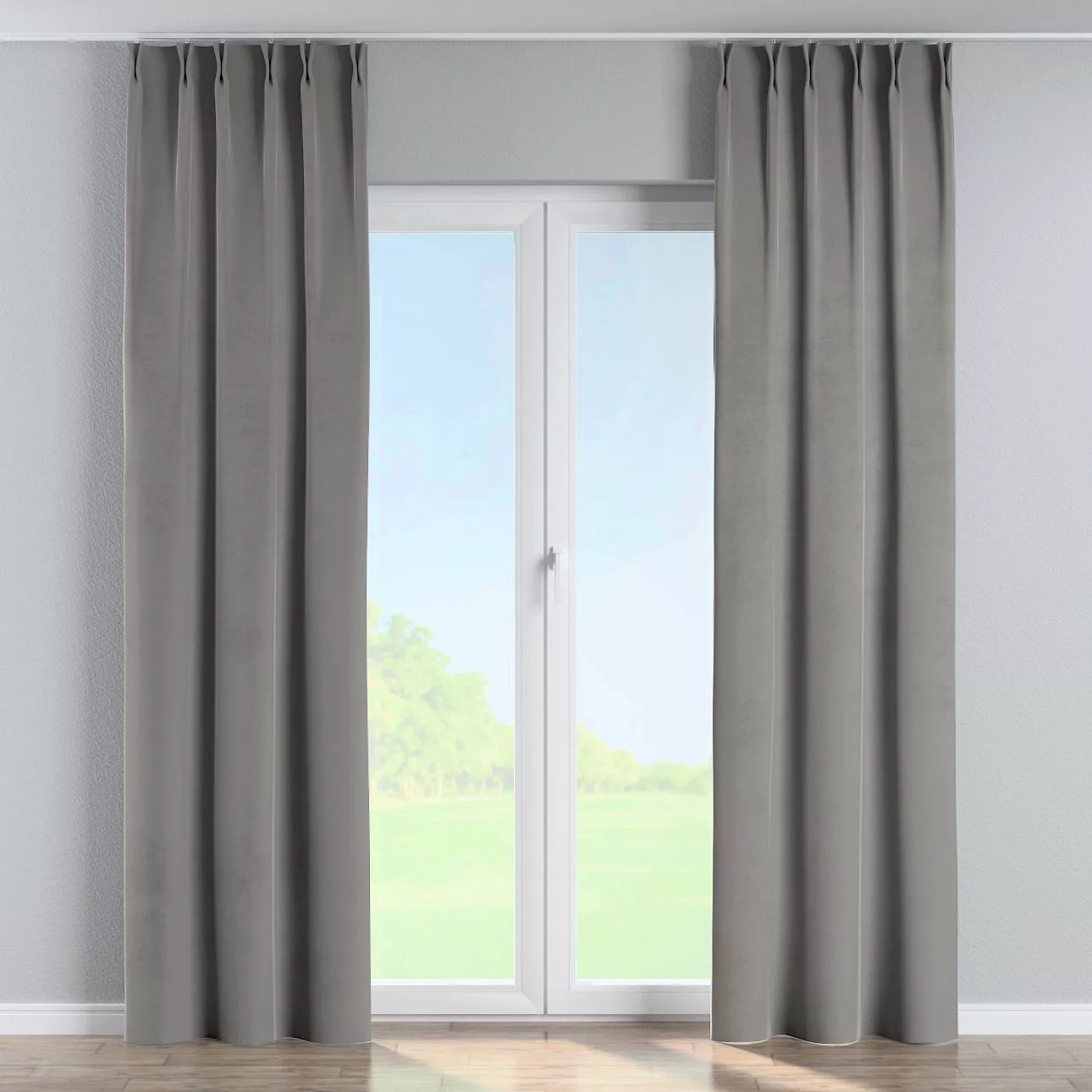 Vorhang mit flämischen 2-er Falten, beige-grau, Crema (179-10) günstig online kaufen