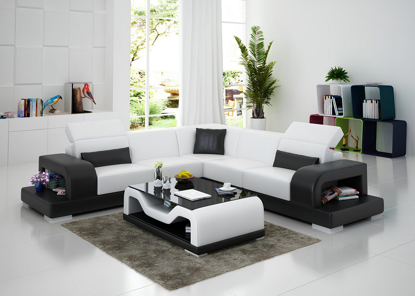 Xlmoebel Ecksofa Leder-Couch USB Wohnlandschaft Ecksofa L-Form Set Modernes günstig online kaufen