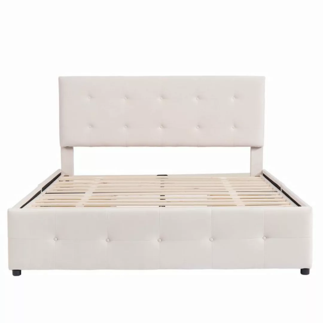 IDEASY Polsterbett Doppelbett, 140 x 200 cm, 4 Schubladen auf Rollen, (Samt günstig online kaufen