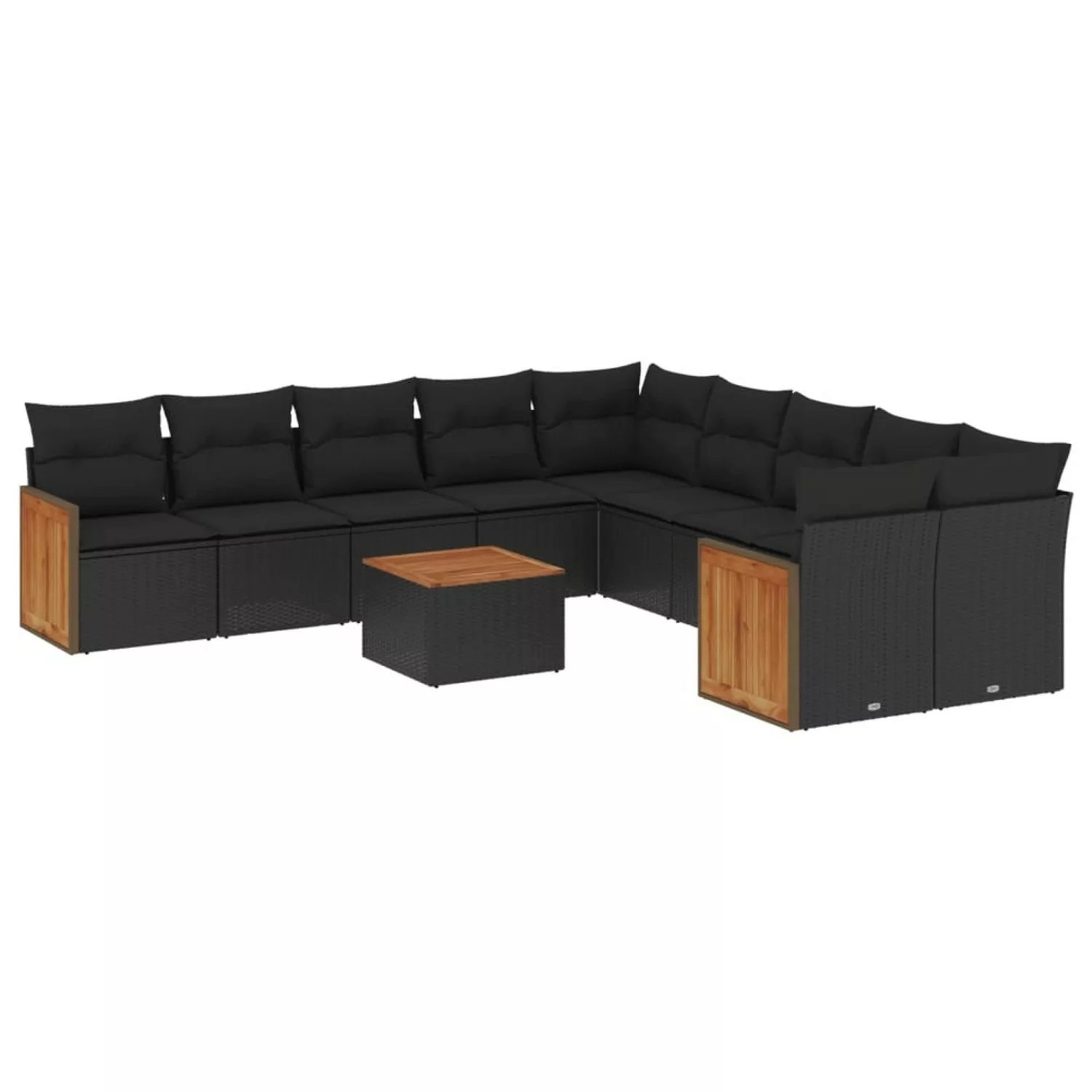 vidaXL 11-tlg Garten-Sofagarnitur mit Kissen Schwarz Poly Rattan Modell 106 günstig online kaufen