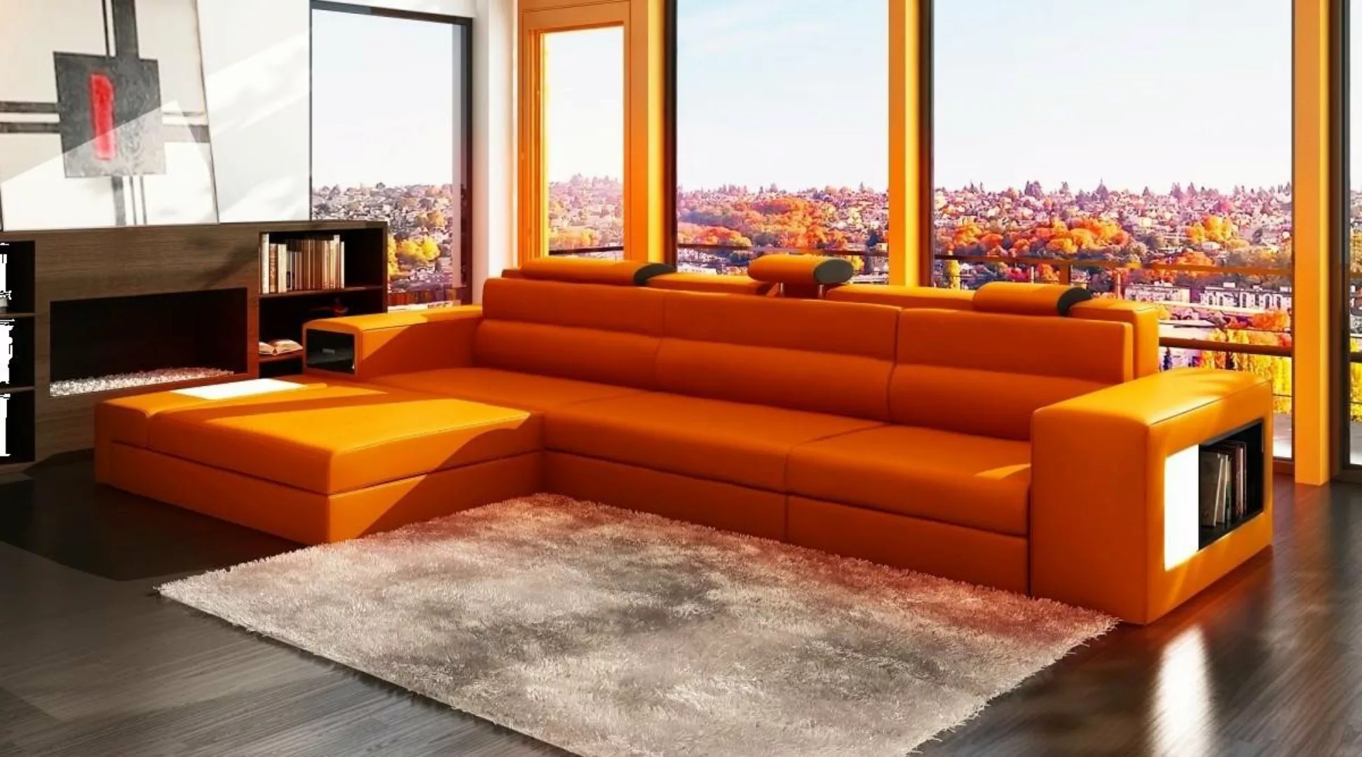 Xlmoebel Ecksofa Modernes Ecksofa aus Leder mit USB-Anschluss und zeitgemäß günstig online kaufen