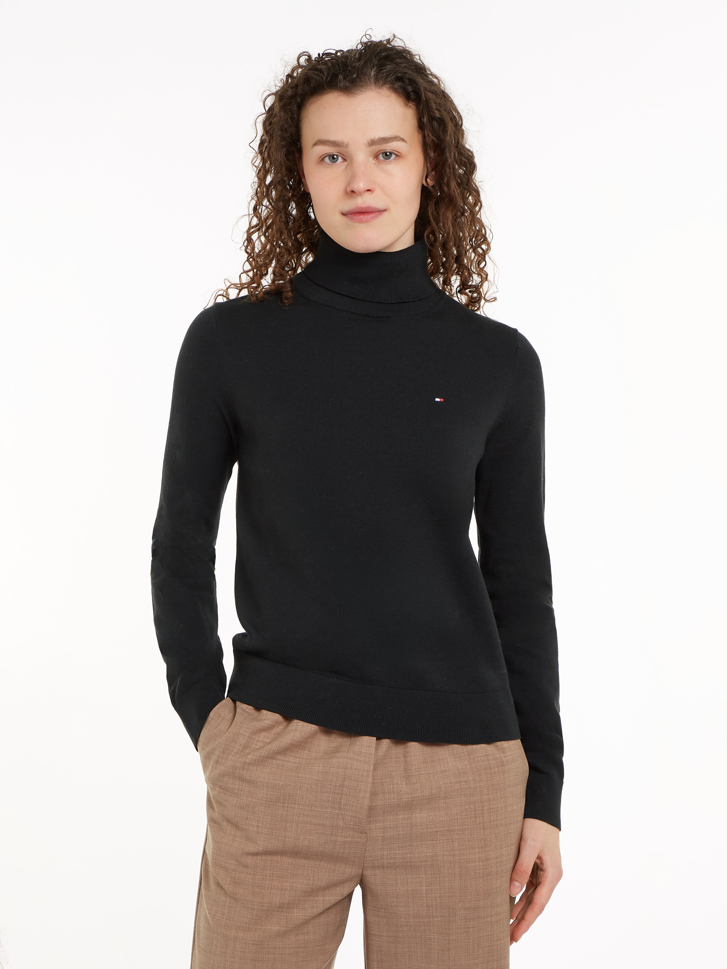 Tommy Hilfiger Strickpullover CO JERSEY STITCH ROLL-NK SWT mit Rollkragen günstig online kaufen