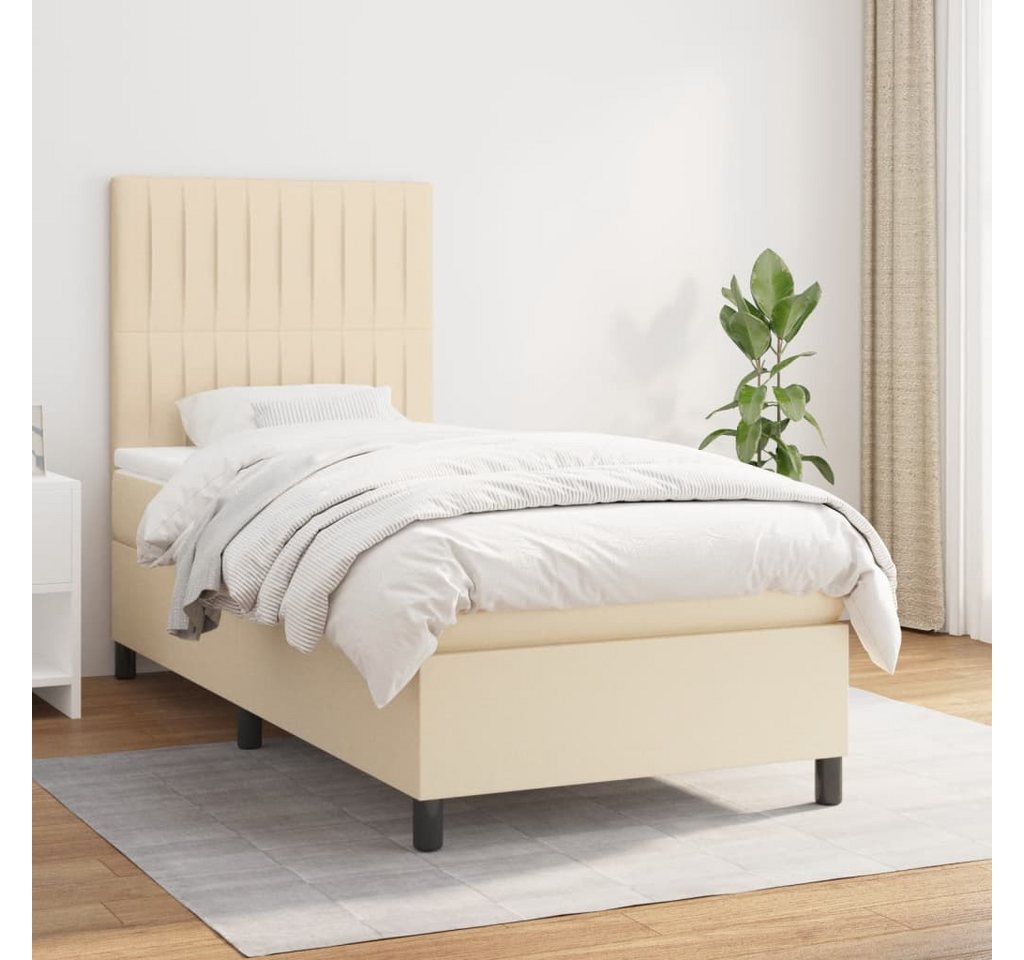 vidaXL Boxspringbett Boxspringbett mit Matratze Creme 80x200 cm Stoff Bett günstig online kaufen