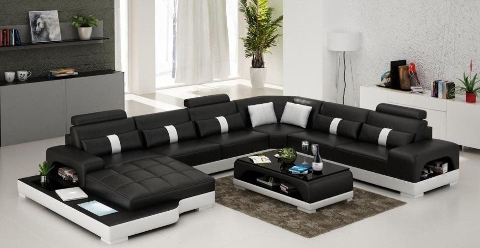 Xlmoebel Ecksofa Großes XXL-Sofa in U-Form aus Leder mit USB-Anschluss und günstig online kaufen