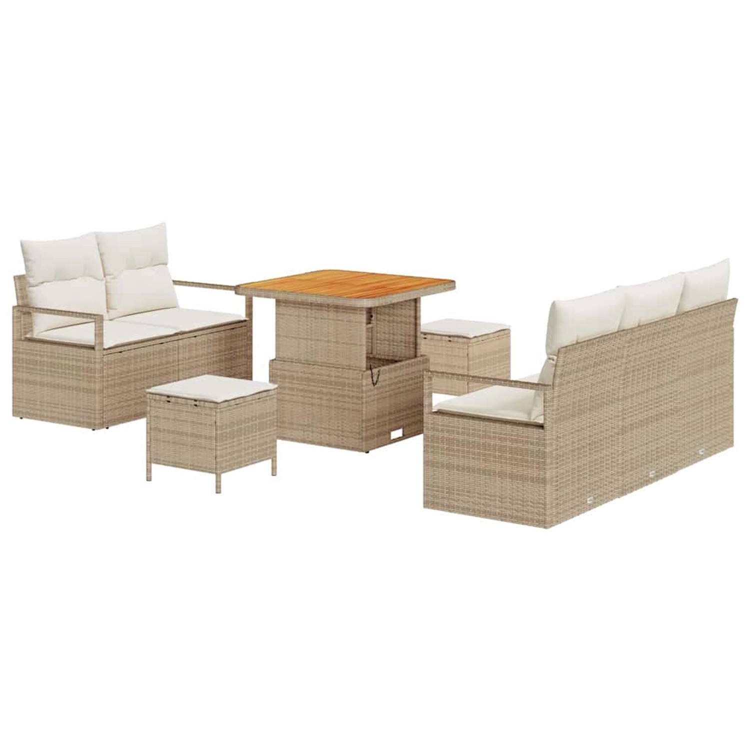 vidaXL Garten-Sofa-Set mit Kissen 8-Tlg Beige Poly Rattan 3362466 günstig online kaufen