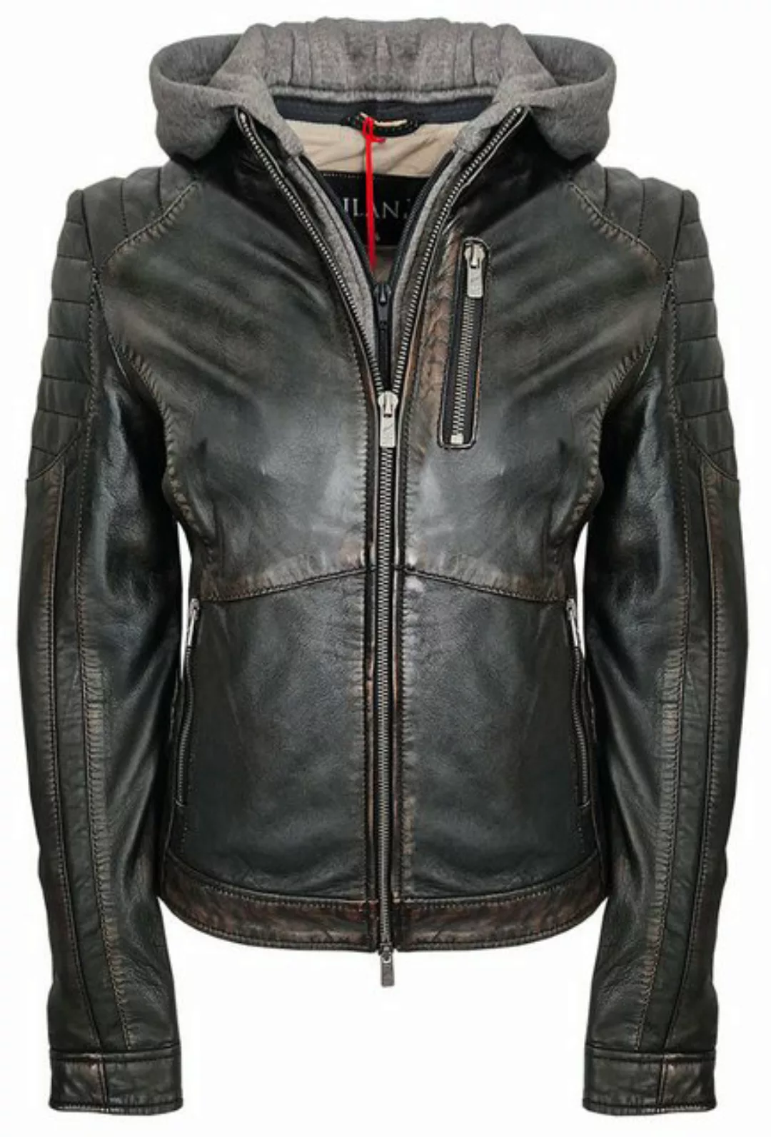 Jilani Lederjacke MQ-45222 mit Kapuze im sportlichen Biker Style günstig online kaufen