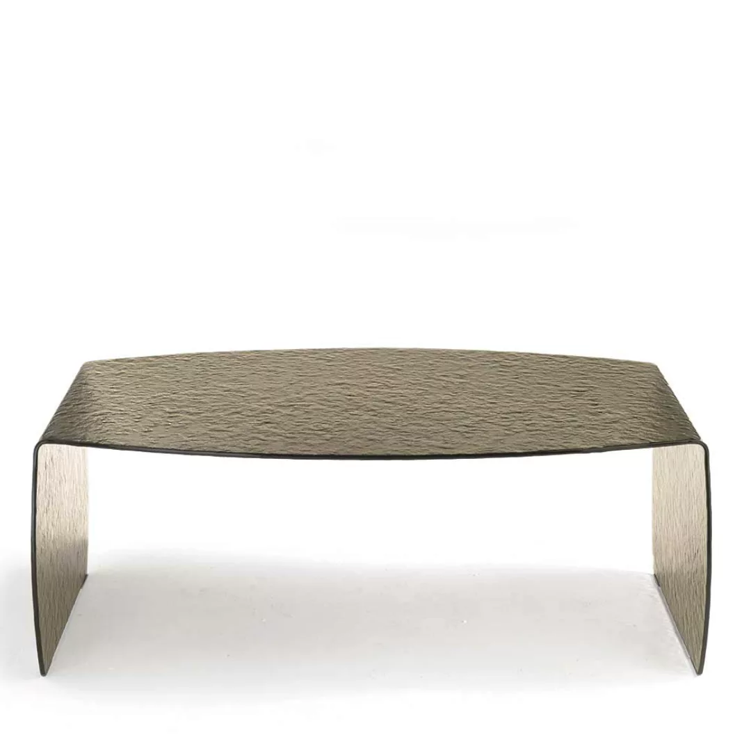 Strukturglas Wohnzimmer Tisch in Bronzefarben Wangen Gestell günstig online kaufen