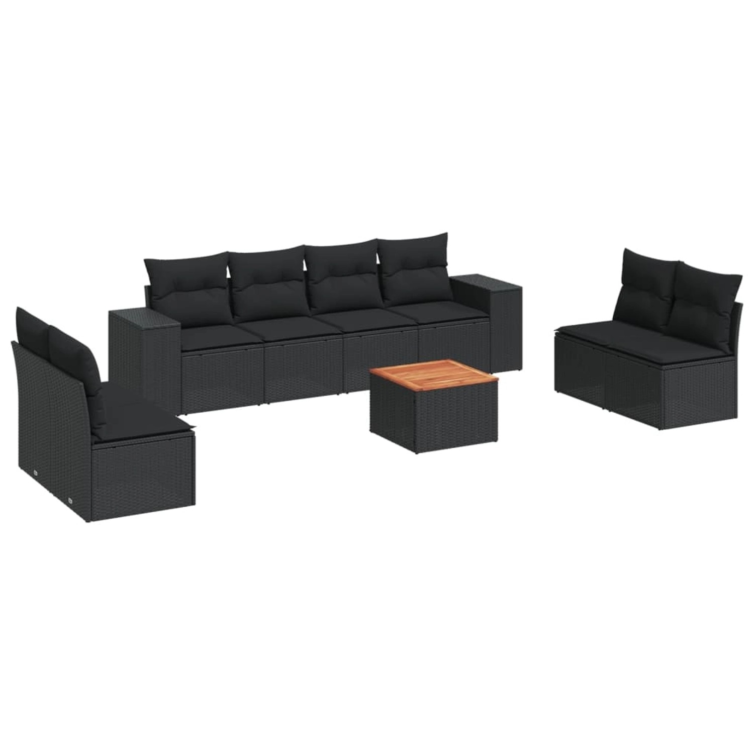 vidaXL 9-tlg Garten-Sofagarnitur mit Kissen Schwarz Poly Rattan Modell 9 günstig online kaufen