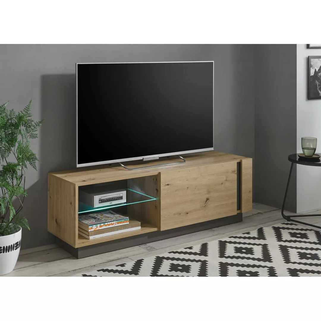 Lomadox TV Lowboard CARDIFF-61 in Eiche Artisan Nb. mit Absetzungen in Grap günstig online kaufen