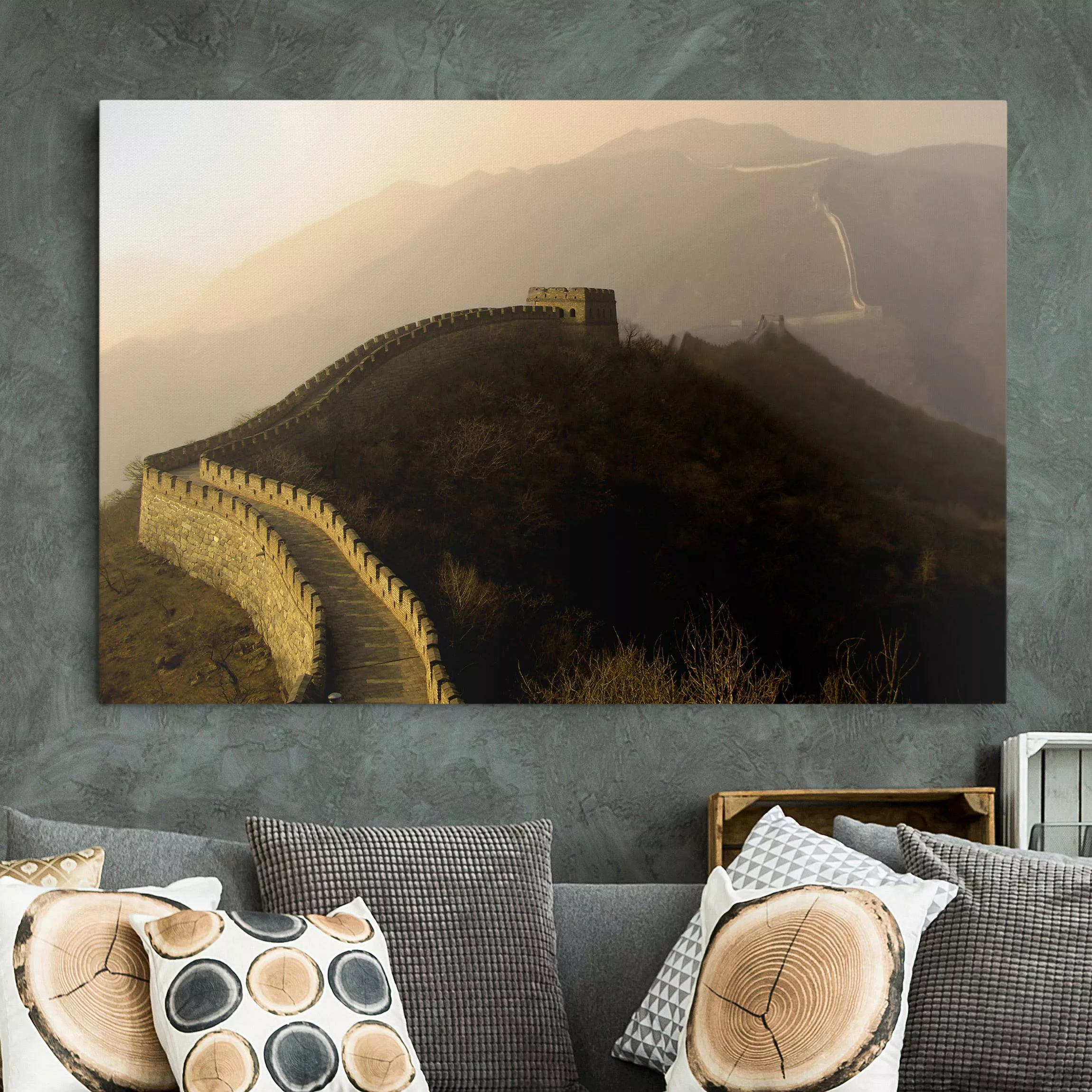 Leinwandbild Berg - Querformat Sonnenaufgang über der chinesischen Mauer günstig online kaufen