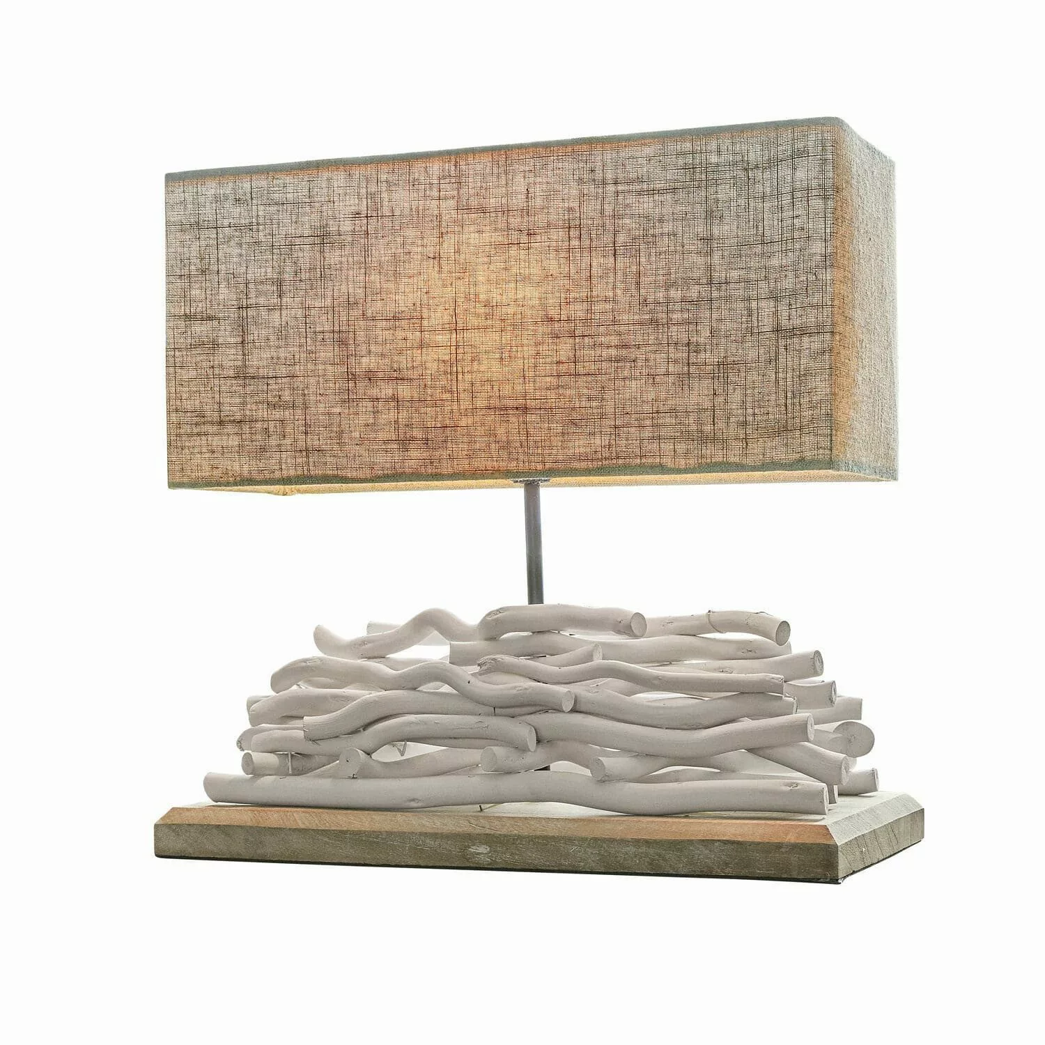 Mirabeau Tischleuchte Tischlampe Caribou leinen/weiß günstig online kaufen