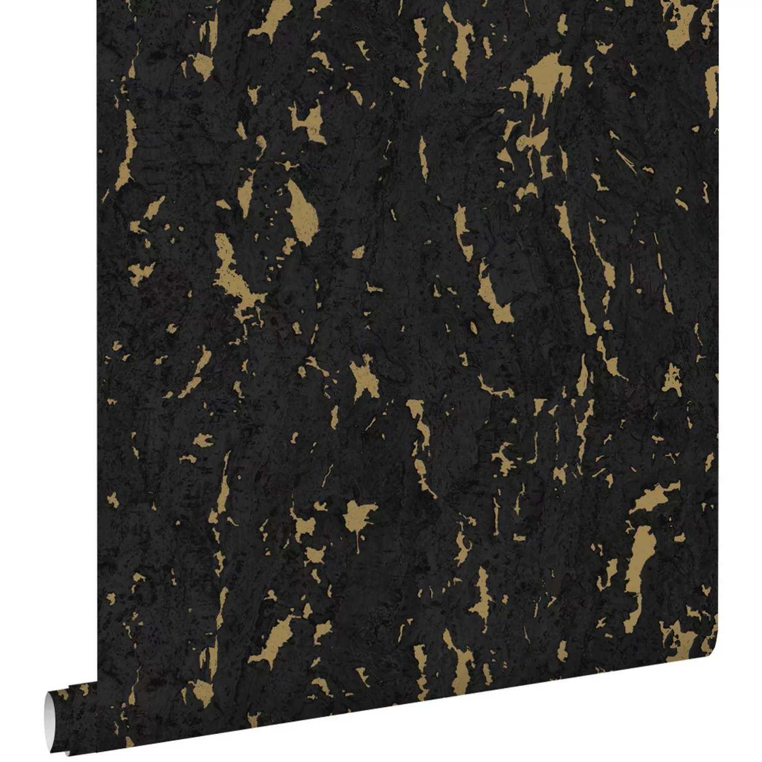 ESTAhome Tapete Kork Schwarz und Gold 50 x 900 cm 139337 günstig online kaufen