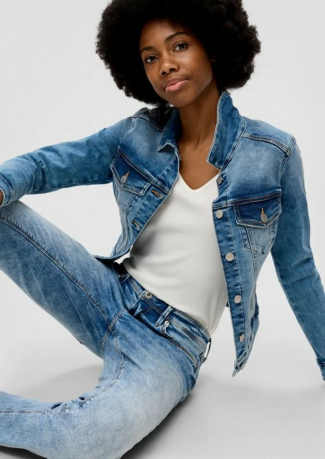QS Outdoorjacke Klassische Jeansjacke Teilungsnähte günstig online kaufen