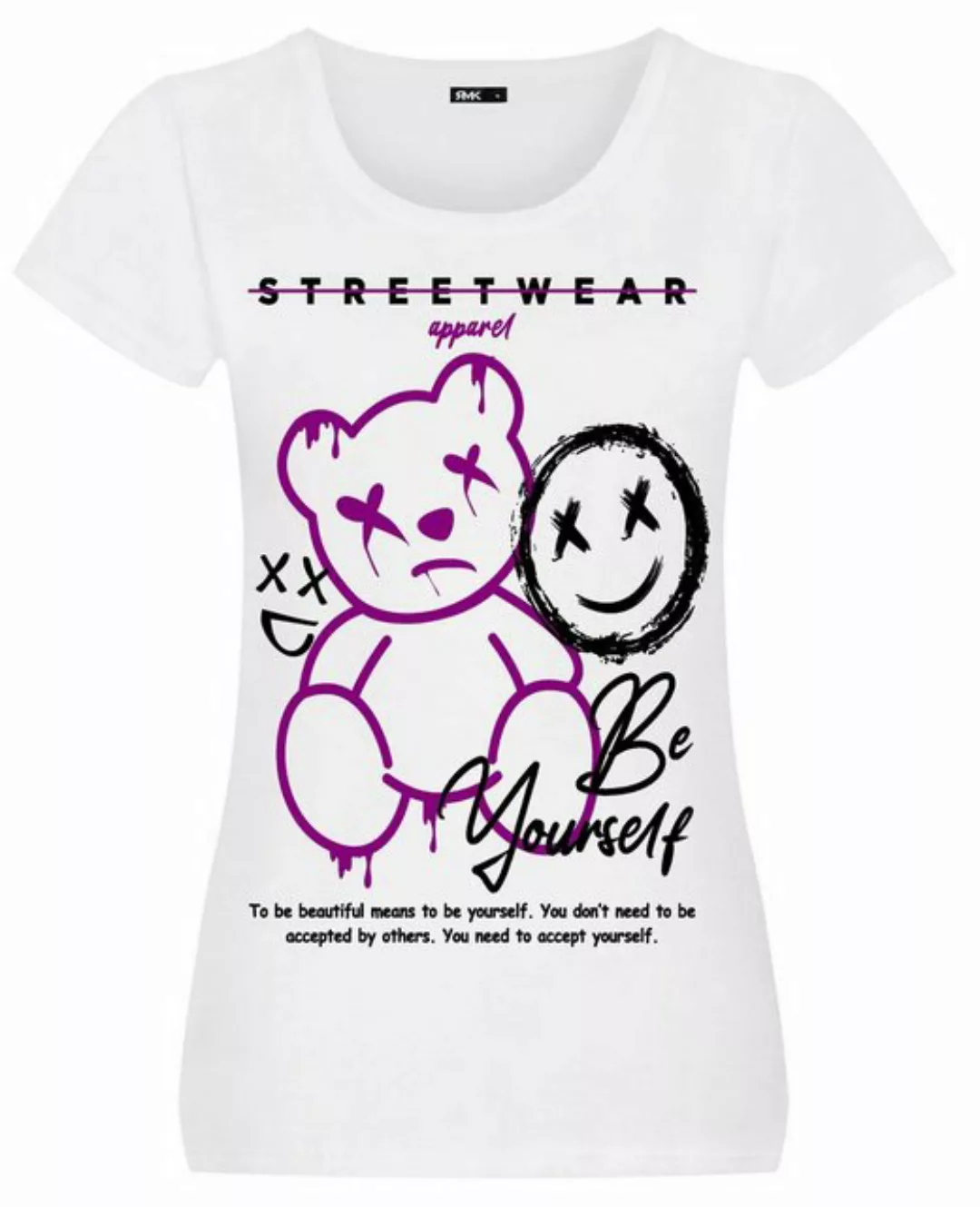 RMK T-Shirt Damen Shirt kurzarm Rundhalsshirt mit modischem Frontdruck "Ted günstig online kaufen