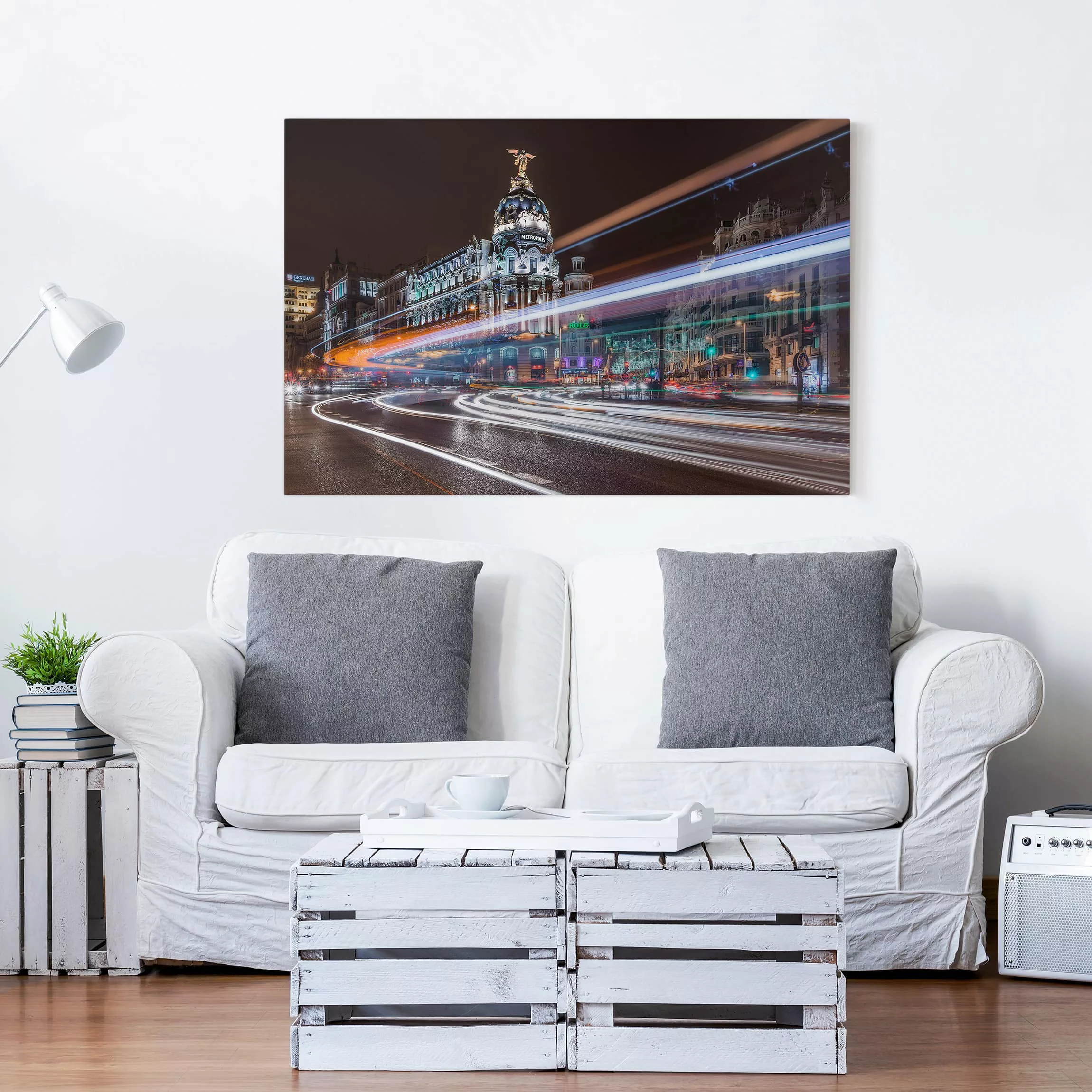 Leinwandbild Architektur & Skyline - Querformat Madrid Traffic günstig online kaufen