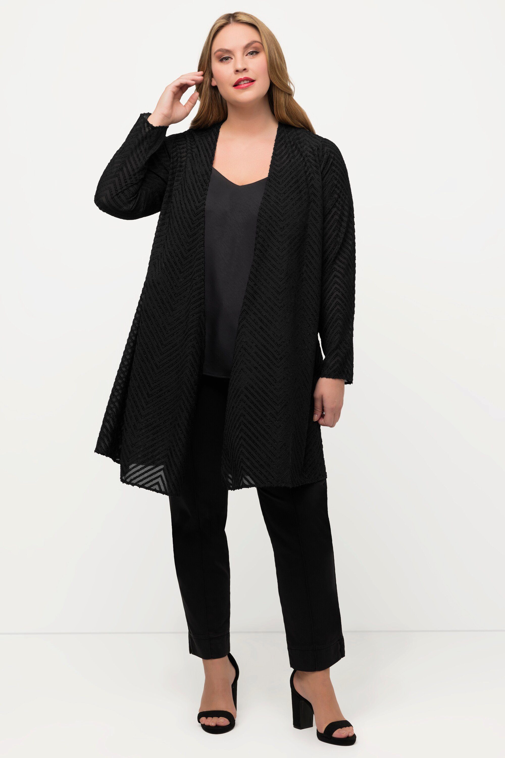 Ulla Popken Blusenjacke Indoorjacke 3D-Zackenmuster A-Linie günstig online kaufen