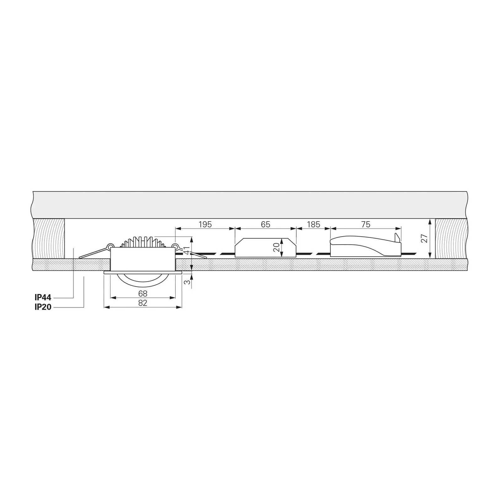 LED-Deckeneinbauleuchte Dione, IP44, nickel, dim to warm günstig online kaufen