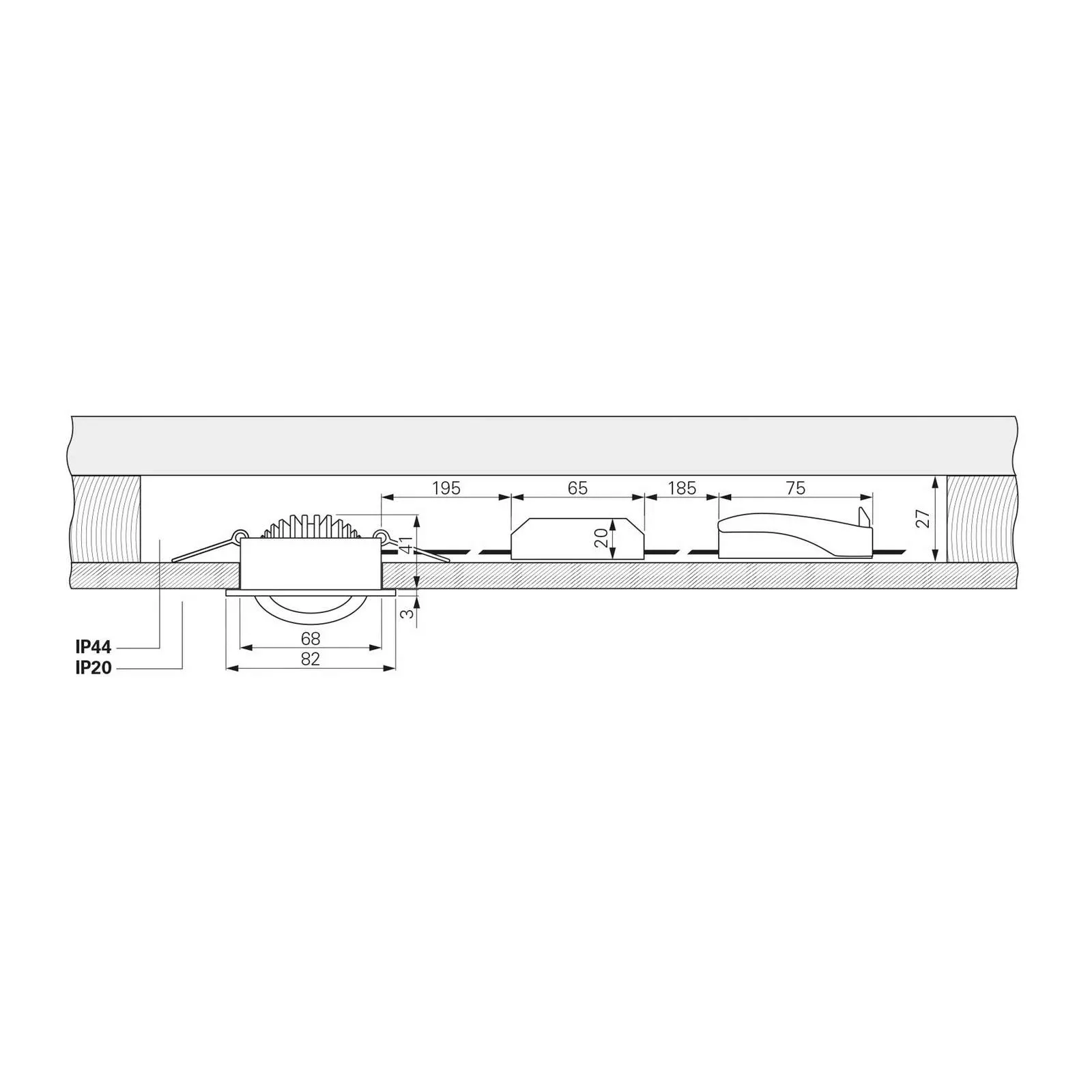 LED-Deckeneinbauleuchte Dione, IP44, nickel, dim to warm günstig online kaufen