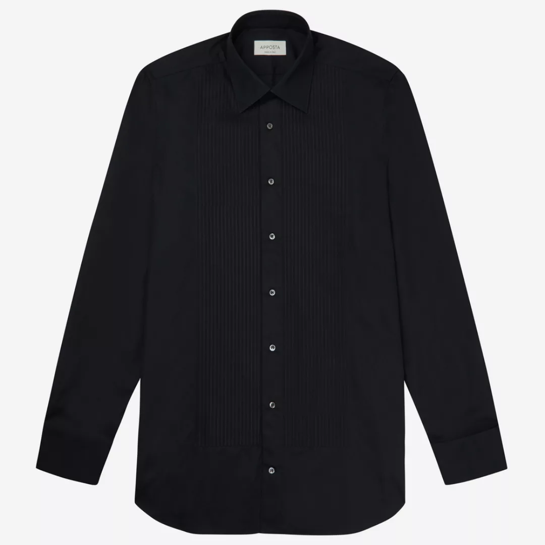Hemd  einfarbig  schwarz 100% reine baumwolle, kragenform  niedriger spitzk günstig online kaufen