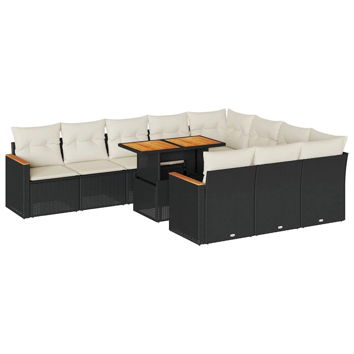 vidaXL 11-Tlg Garten-Sofagarnitur mit Kissen Schwarz Poly Rattan 3327535 günstig online kaufen