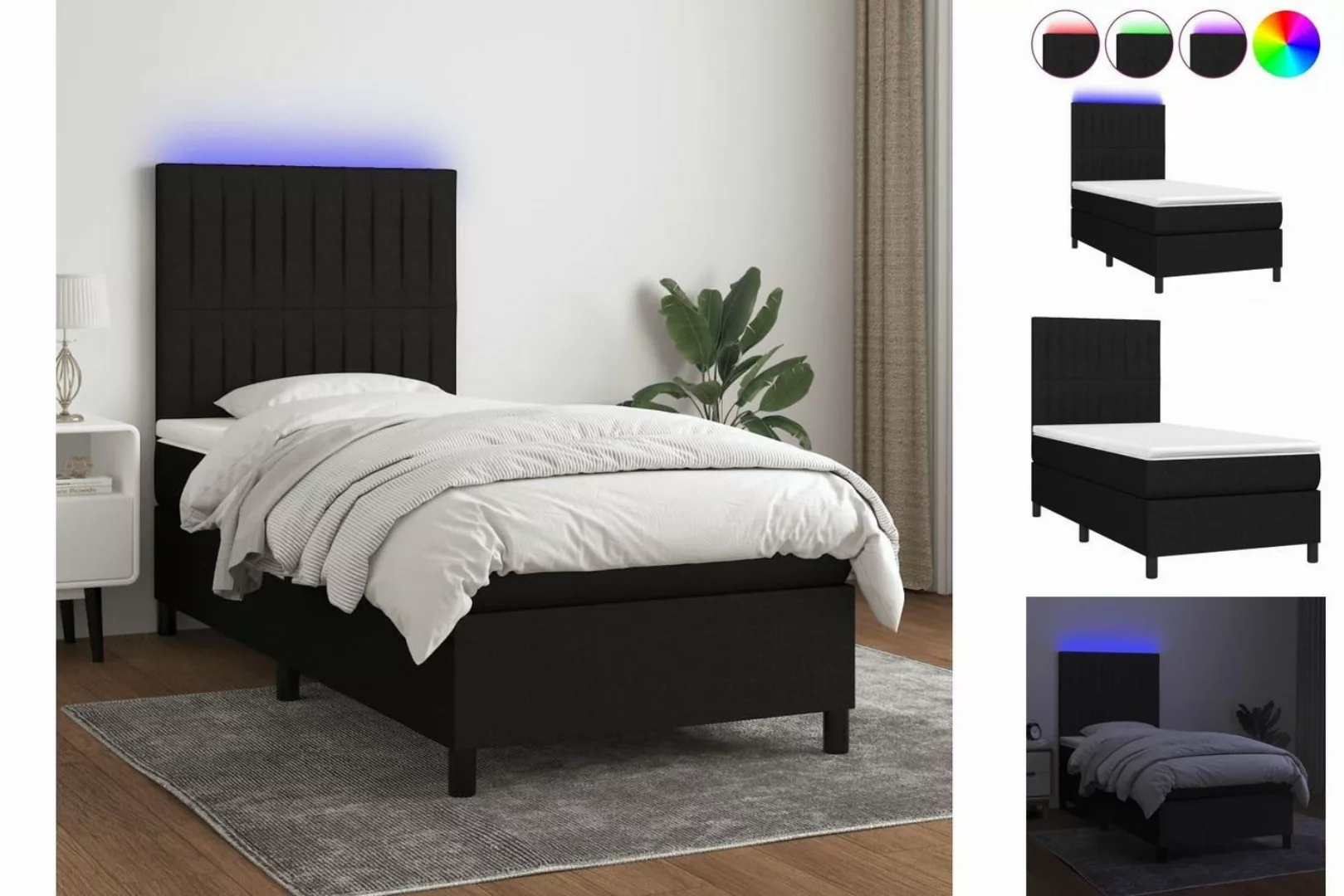 vidaXL Boxspringbett Bett Boxspringbett mit Matratze & LED Stoff (90 x 200 günstig online kaufen