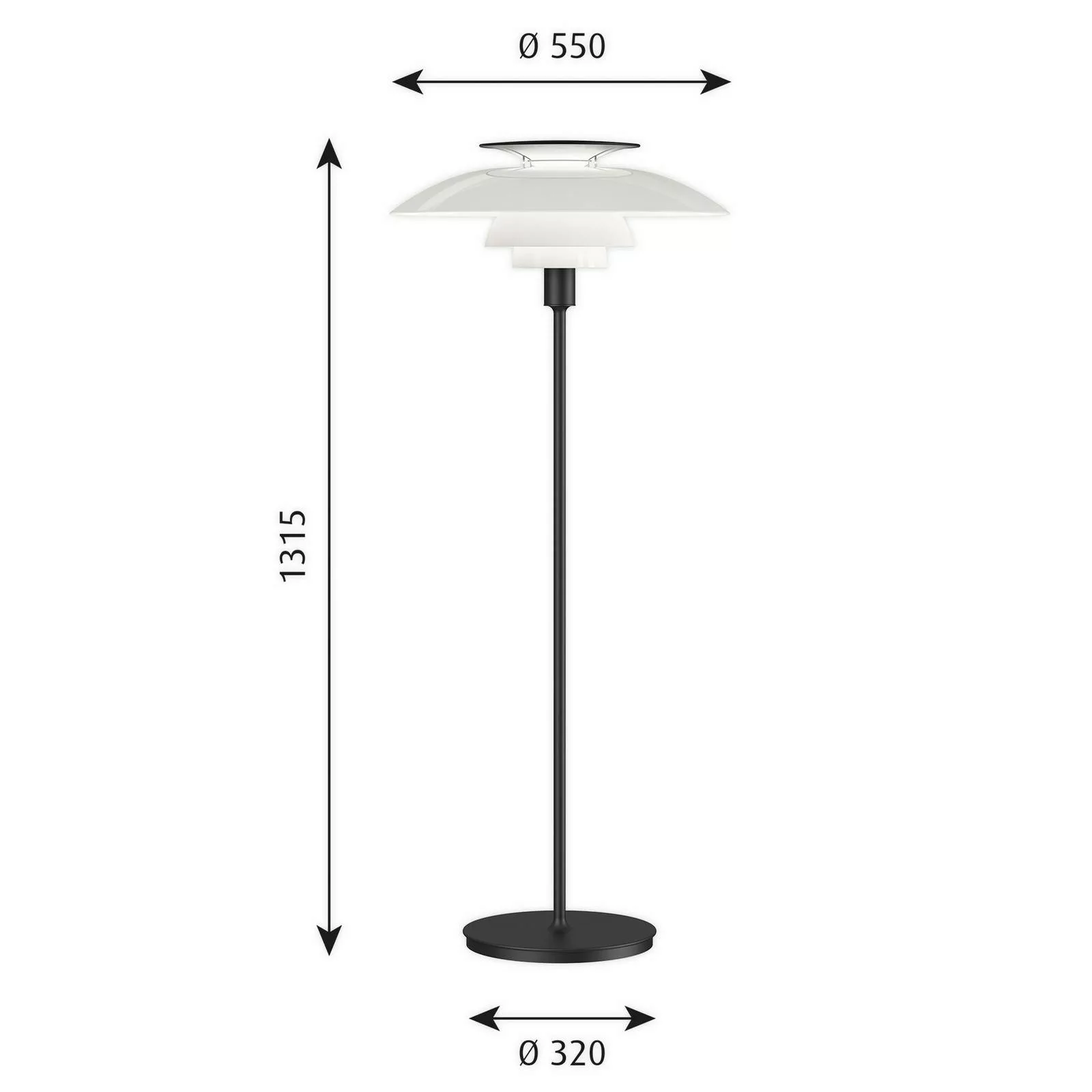 Louis Poulsen PH 80 Stehlampe Dimmer schwarz-weiß günstig online kaufen