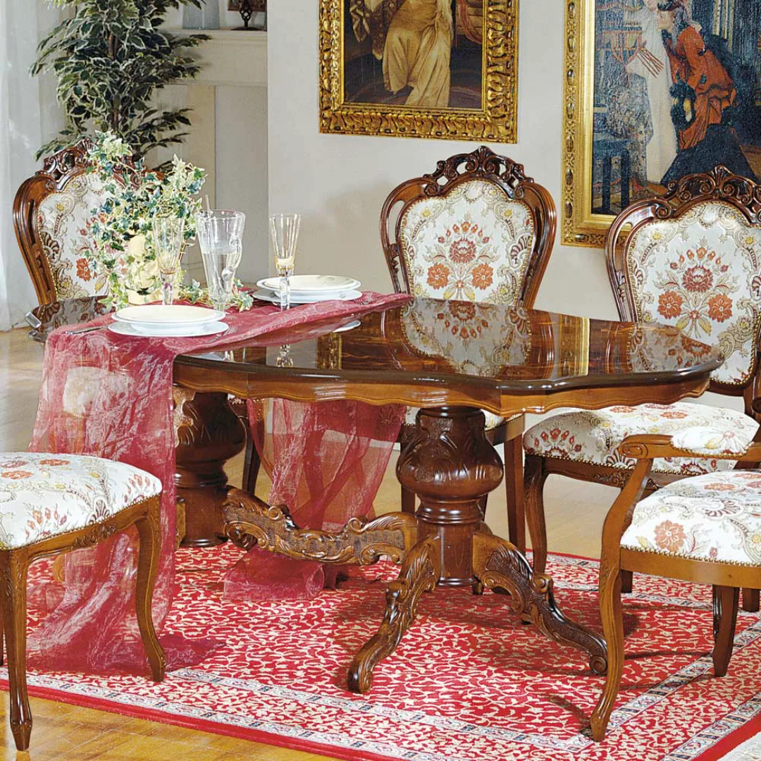 Esszimmertisch im Barock Design Nussbaum furniert günstig online kaufen