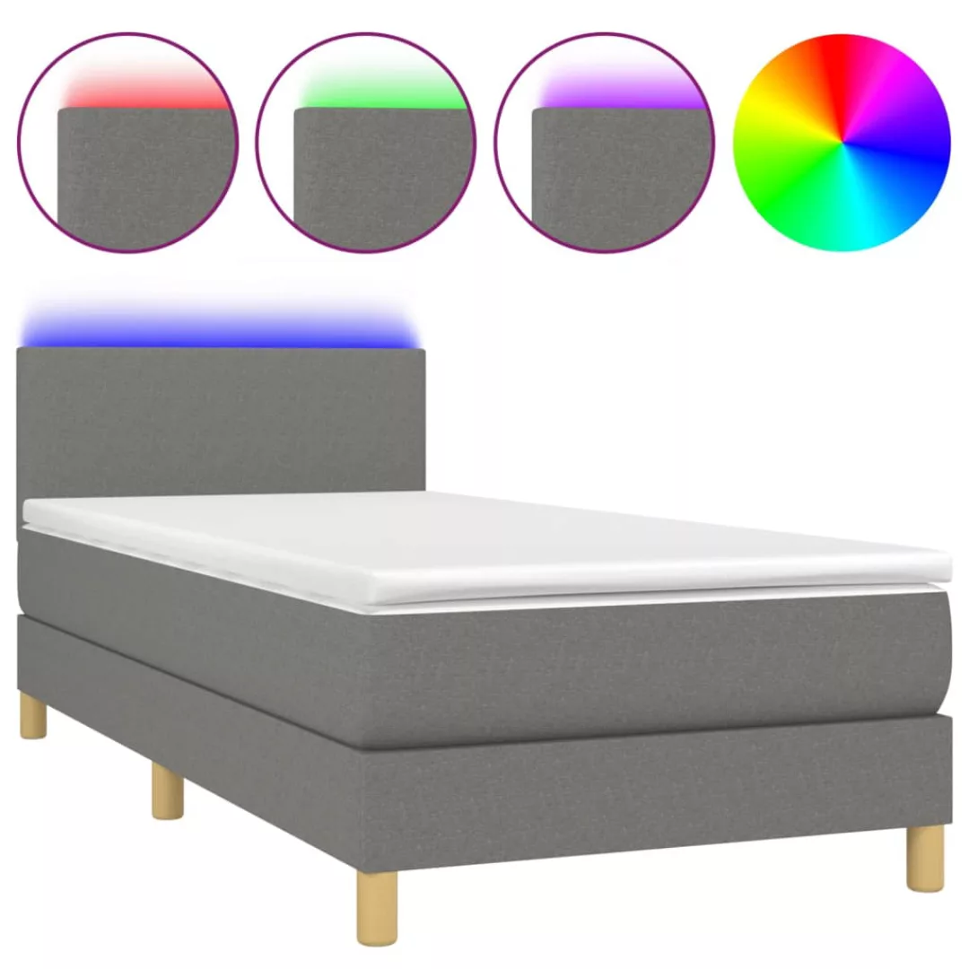 Vidaxl Boxspringbett Mit Matratze & Led Dunkelgrau 80x200 Cm Stoff günstig online kaufen