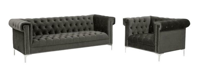 JVmoebel Sofa Royale Blaue Chesterfield Sofagarnitur 3+1 Sitzer Luxus Couch günstig online kaufen