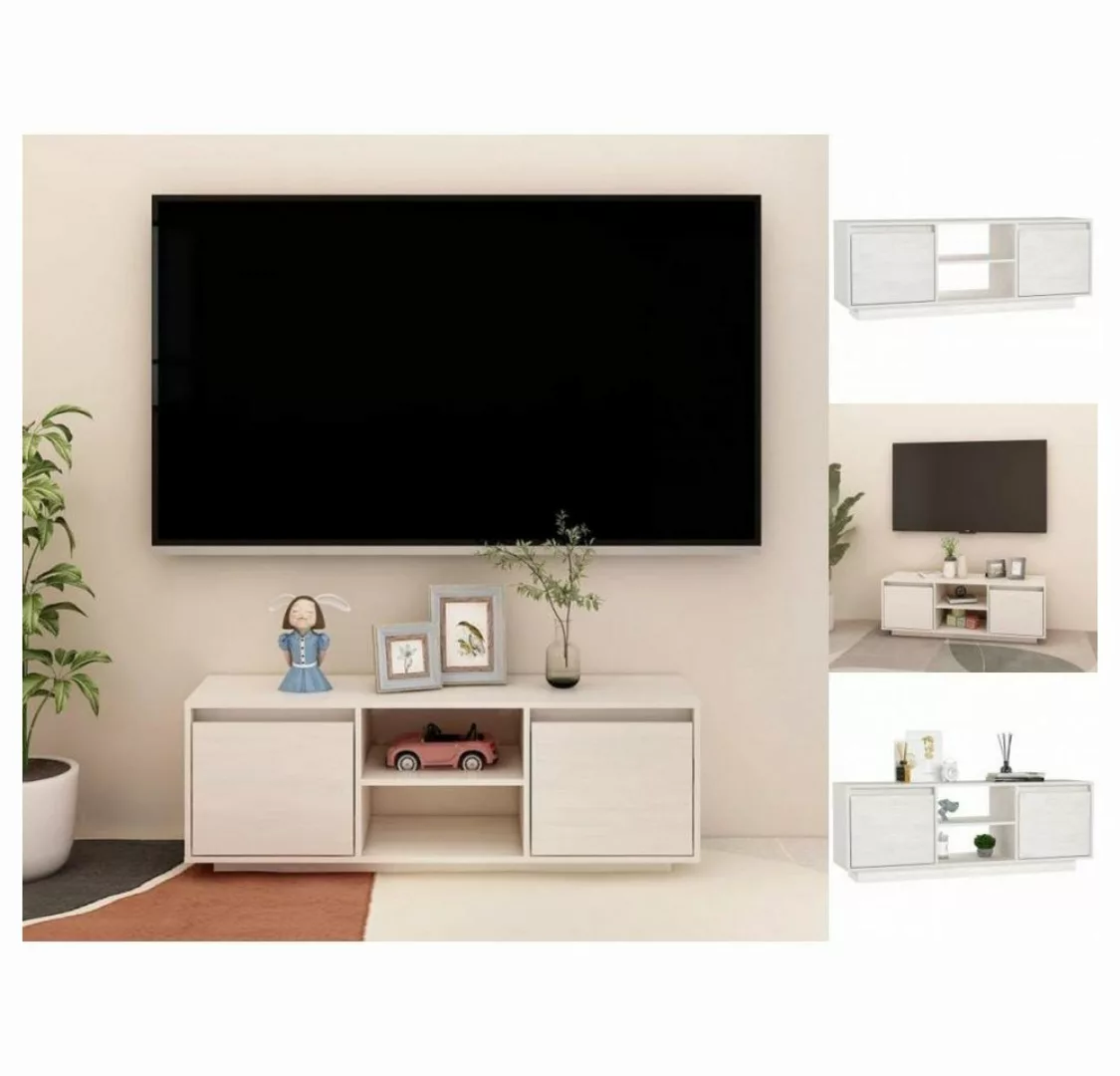 vidaXL TV-Schrank TV-Schrank Weiß 110x30x40 cm Massivholz Kiefer Lowboard günstig online kaufen