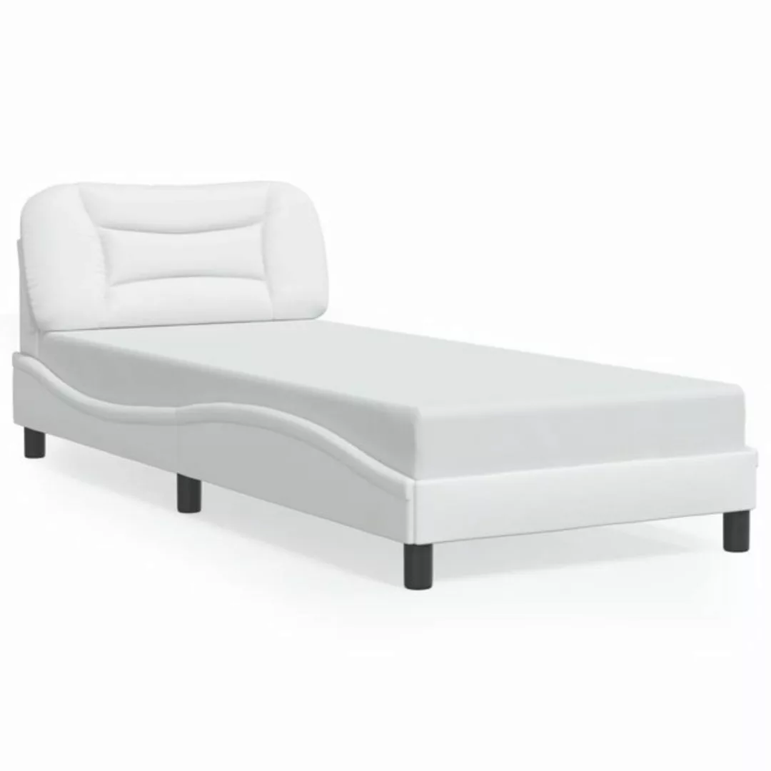 vidaXL Bett Bettgestell mit Kopfteil Weiß und Schwarz 90x190 cm Kunstleder günstig online kaufen