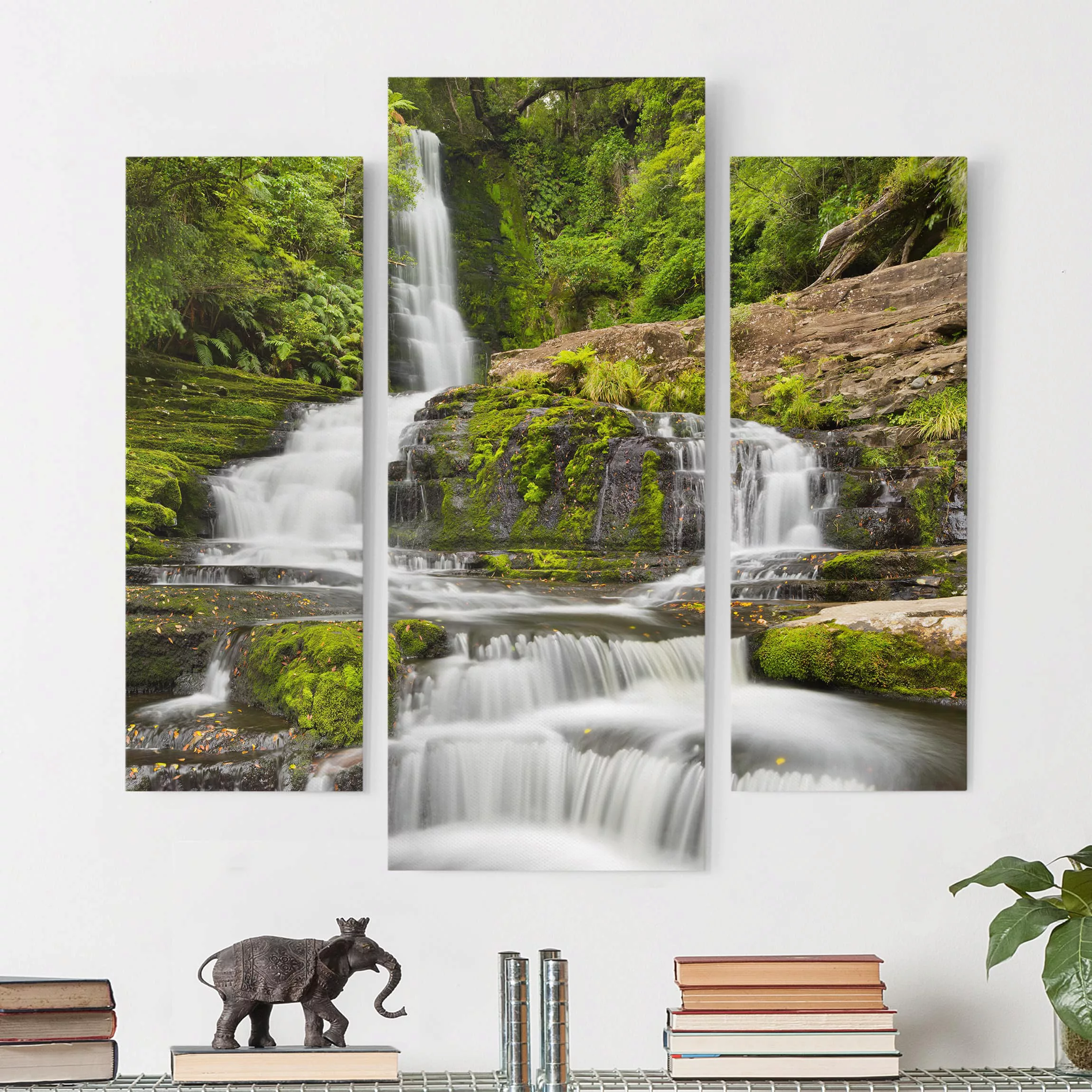 3-teiliges Leinwandbild Natur & Landschaft - Querformat Upper McLean Falls günstig online kaufen