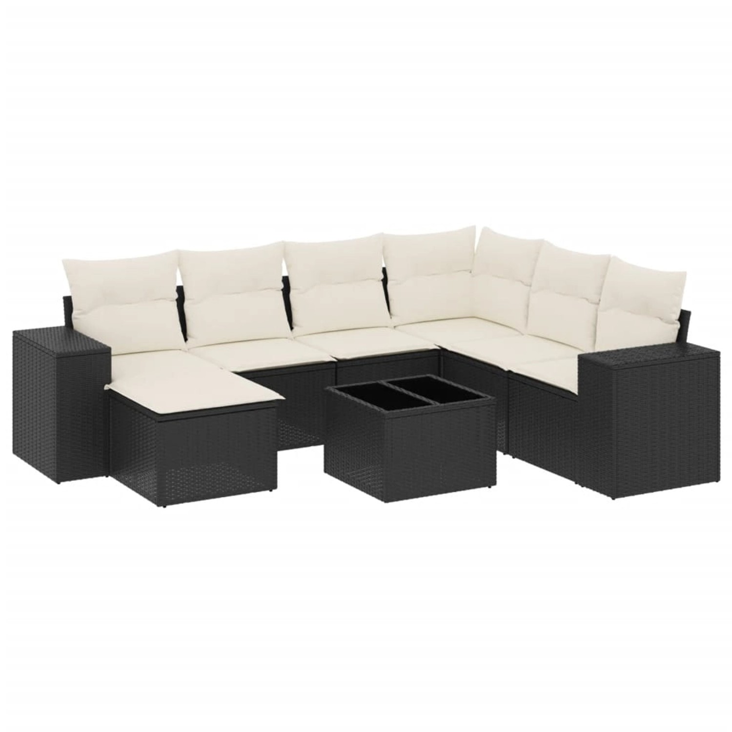 vidaXL 8-Tlg Garten-Sofagarnitur mit Kissen Schwarz Poly Rattan 3255243 günstig online kaufen