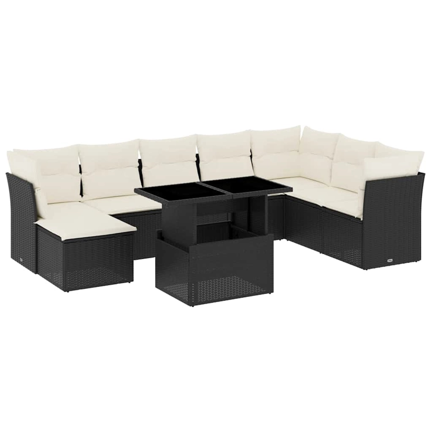 vidaXL 9-Tlg Garten-Sofagarnitur mit Kissen Schwarz Poly Rattan 3266786 günstig online kaufen