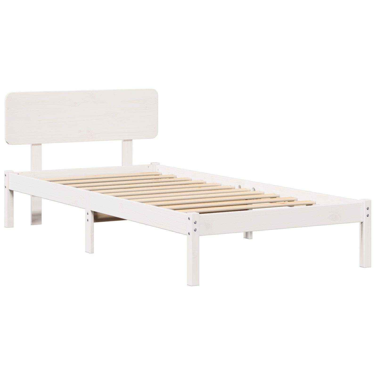 vidaXL Bett Bettgestell mit Kopfstütze Weiß günstig online kaufen