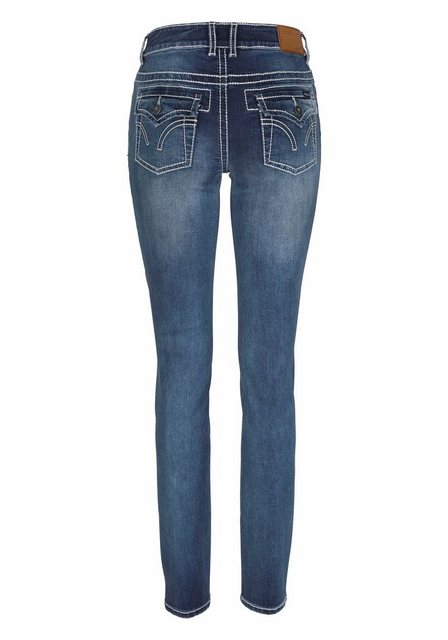 Arizona Skinny-fit-Jeans mit Kontrastnähten und Pattentaschen lange Beinfor günstig online kaufen