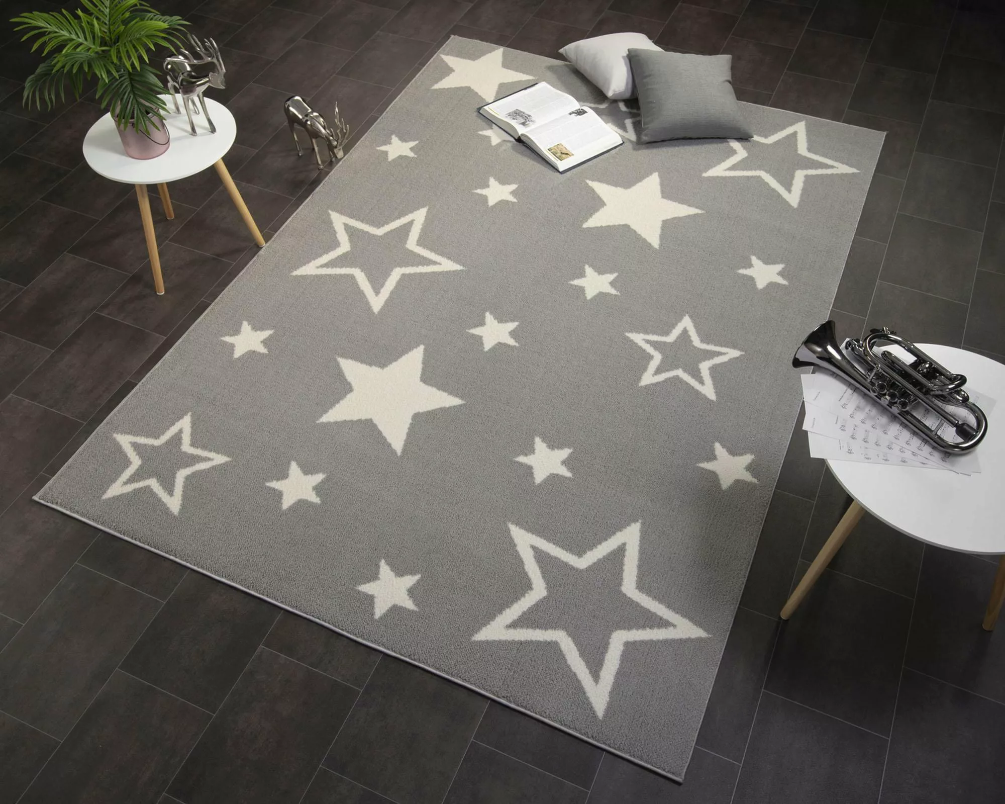 OCI DIE TEPPICHMARKE Teppich »Kiddy Star«, rechteckig, 11 mm Höhe, Sterne, günstig online kaufen