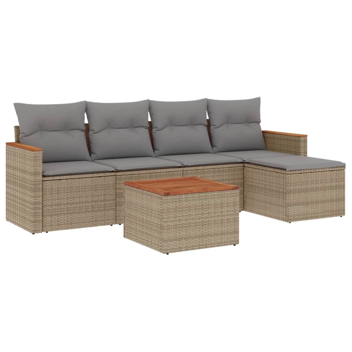 vidaXL 6-Tlg Garten-Sofagarnitur mit Kissen Beige Poly Rattan 3258328 günstig online kaufen