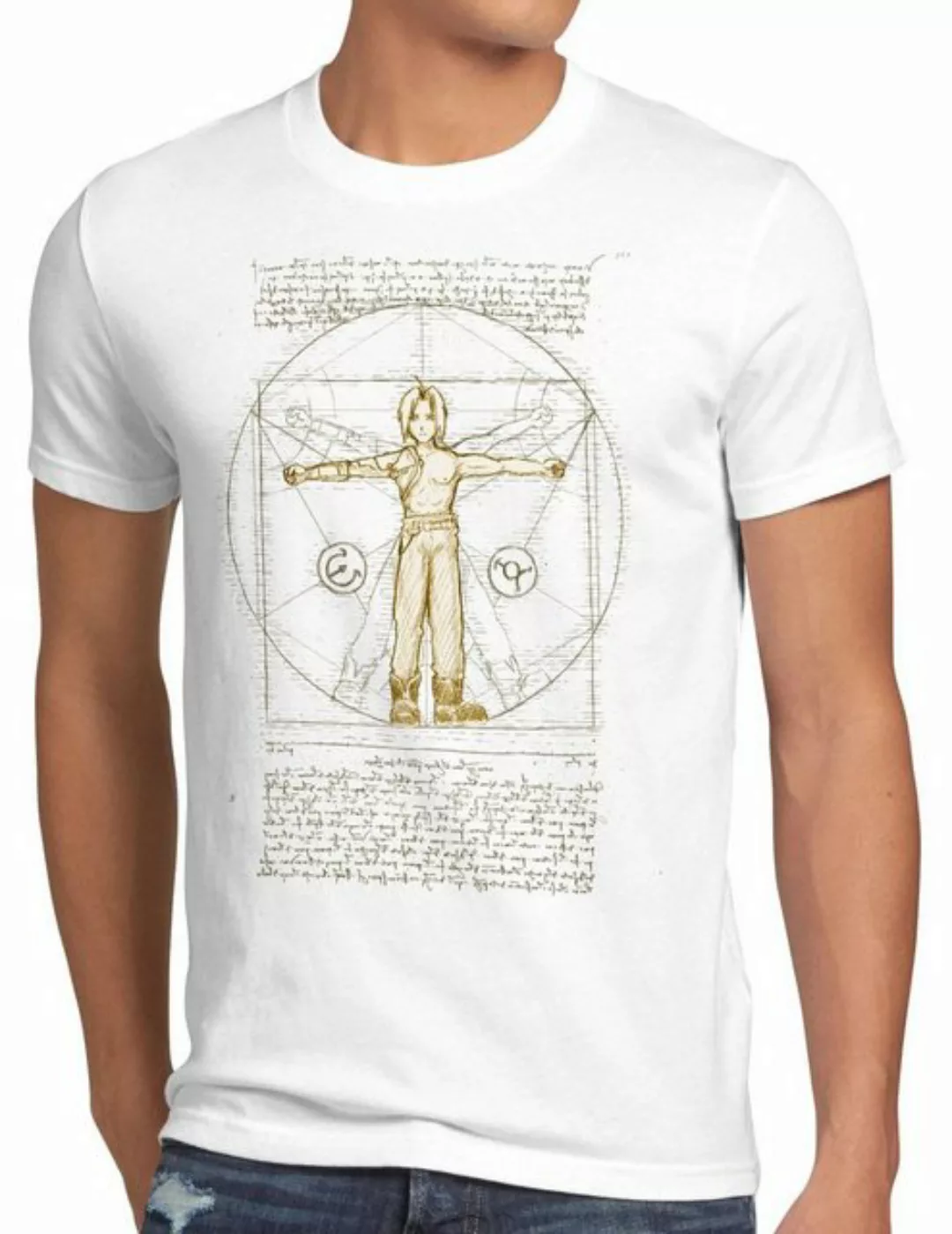 style3 Print-Shirt Herren T-Shirt Vitruvianischer Edward alchemist anime ma günstig online kaufen