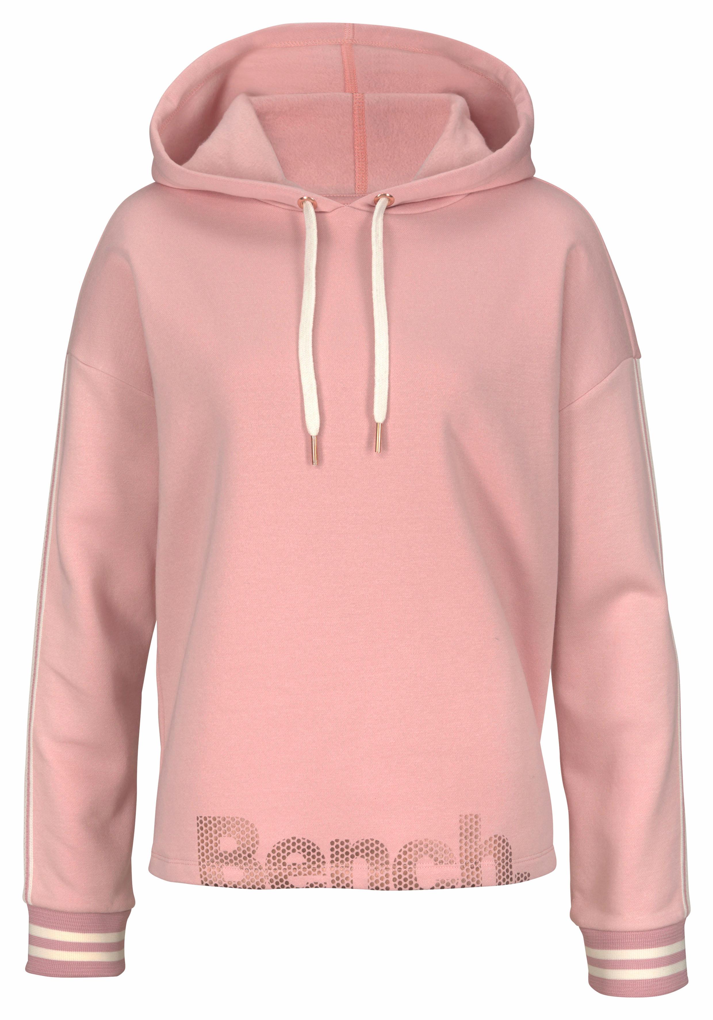 Bench. Kapuzensweatshirt mit gestreiftem Bund und Glanzprint, Loungewear, L günstig online kaufen