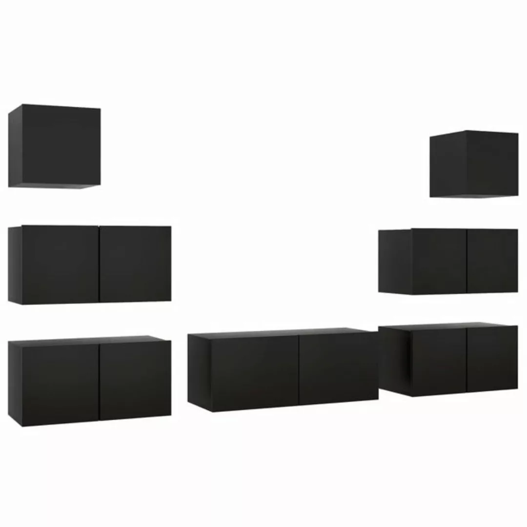 vidaXL TV-Schrank 7-tlg. TV-Schrank-Set Schwarz Holzwerkstoff (7-St) günstig online kaufen