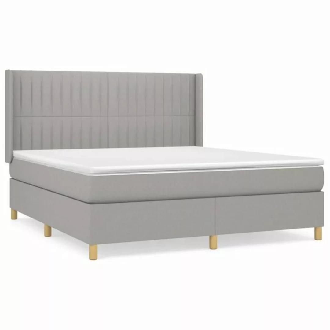 furnicato Bett Boxspringbett mit Matratze Hellgrau 180x200 cm Stoff günstig online kaufen