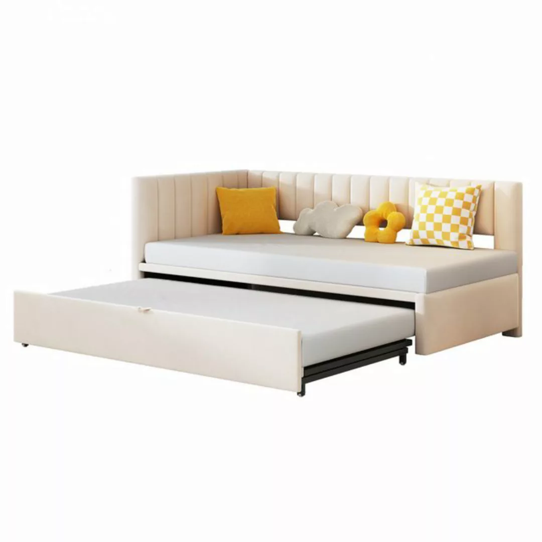 Flieks Daybett, L-förmiges Polsterbett Schlafsofa mit Ausziehbett 90x200cm/ günstig online kaufen