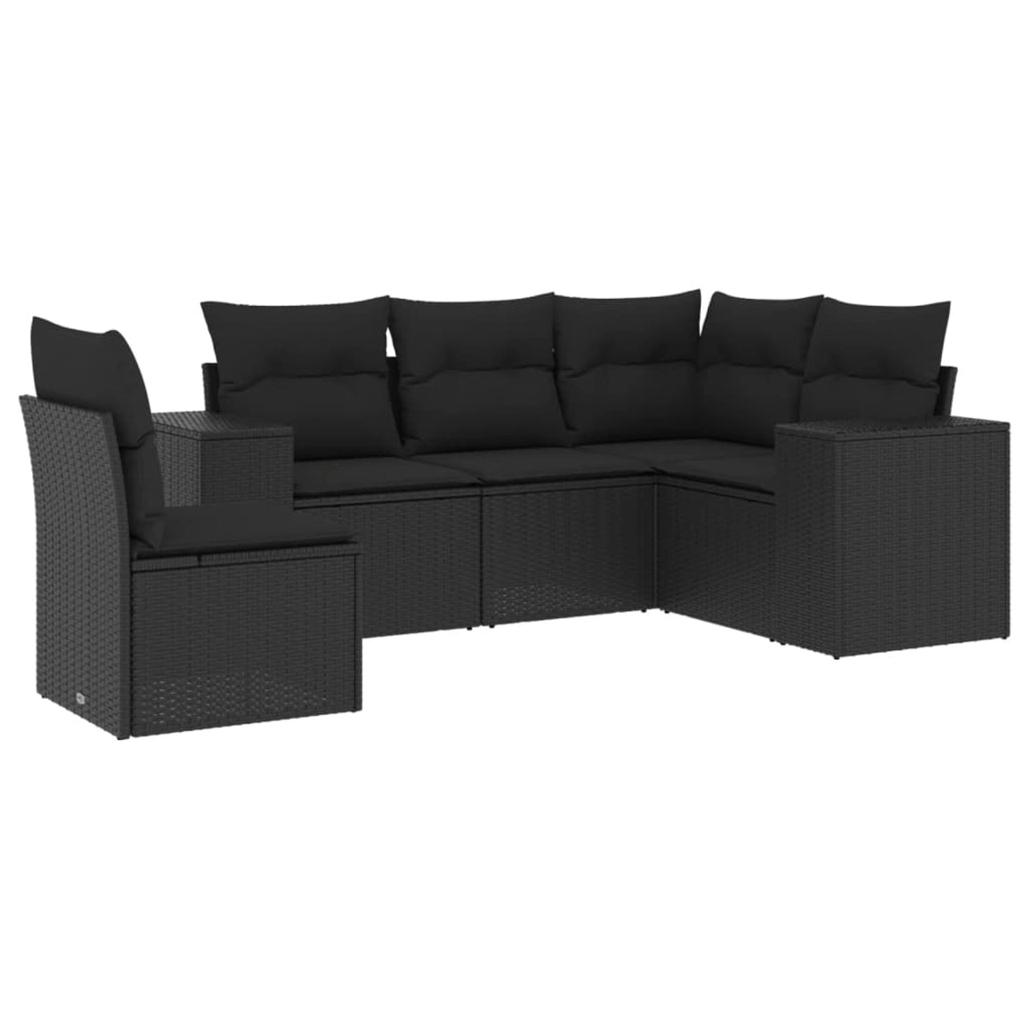 vidaXL 5-Tlg Garten-Sofagarnitur mit Kissen Schwarz Poly Rattan 3254902 günstig online kaufen