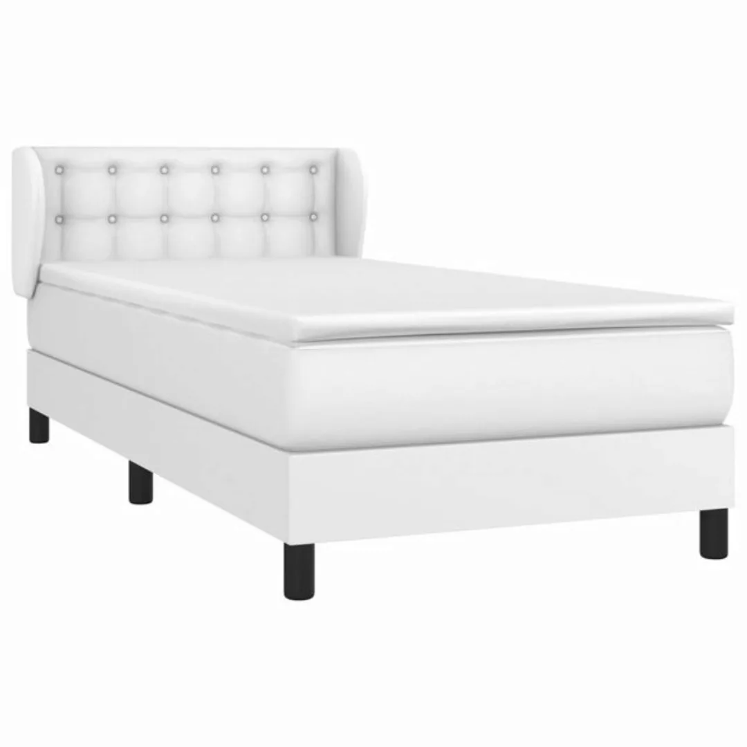 vidaXL Bett Boxspringbett mit Matratze Weiß 100x200 cm Kunstleder günstig online kaufen