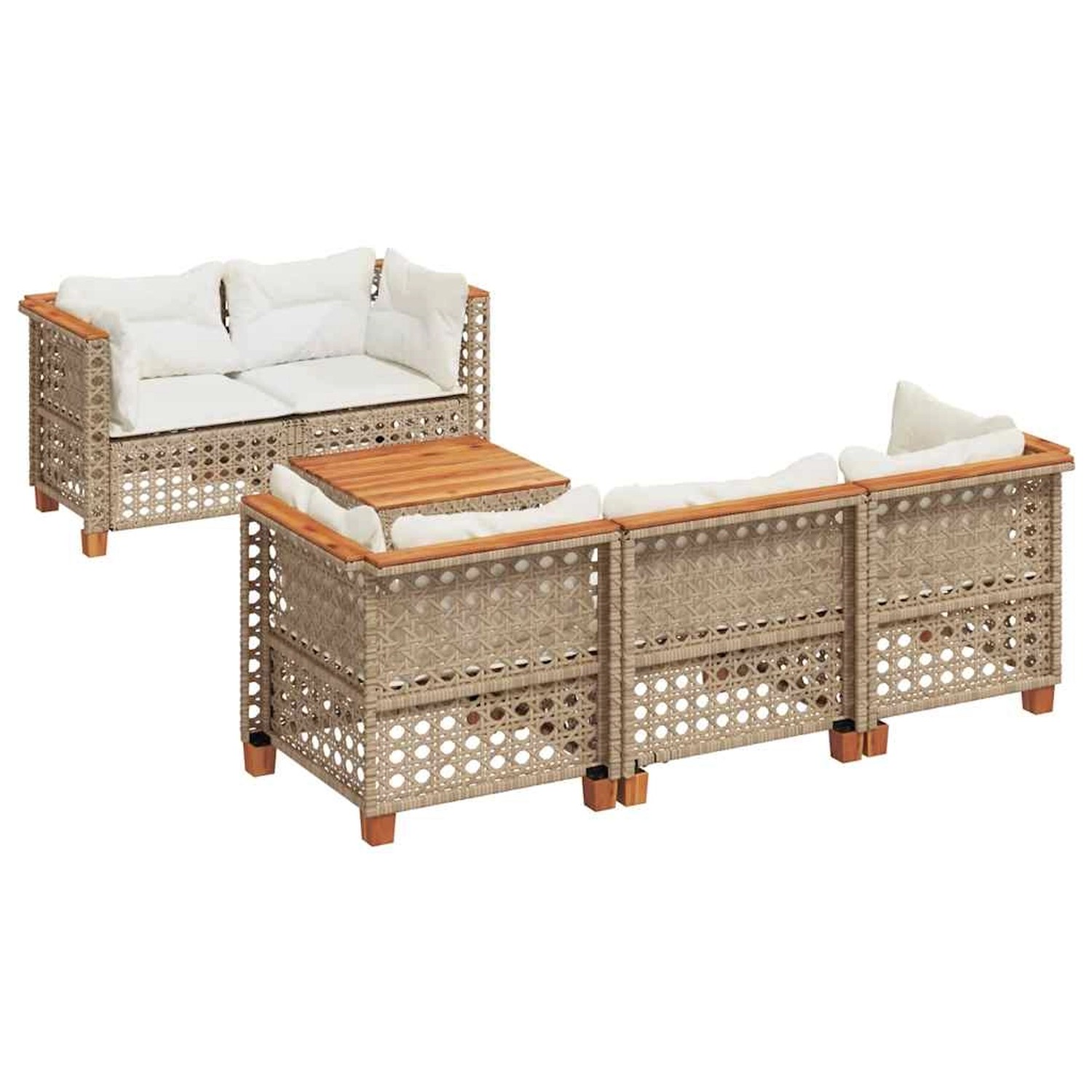 vidaXL 6-Tlg Garten-Sofagarnitur mit Kissen Beige Poly Rattan 3261736 günstig online kaufen